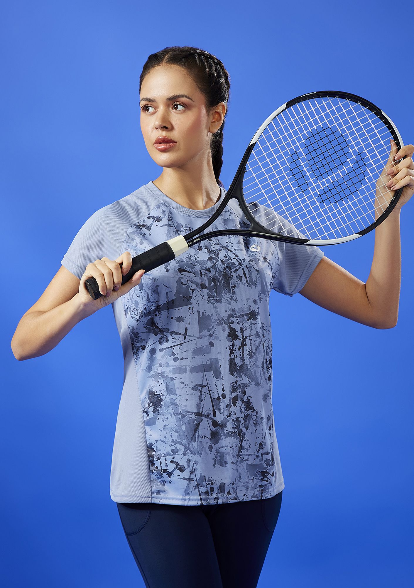 technosport Women Printed Crew Neck Polyester Blue T-Shirt-picture-28