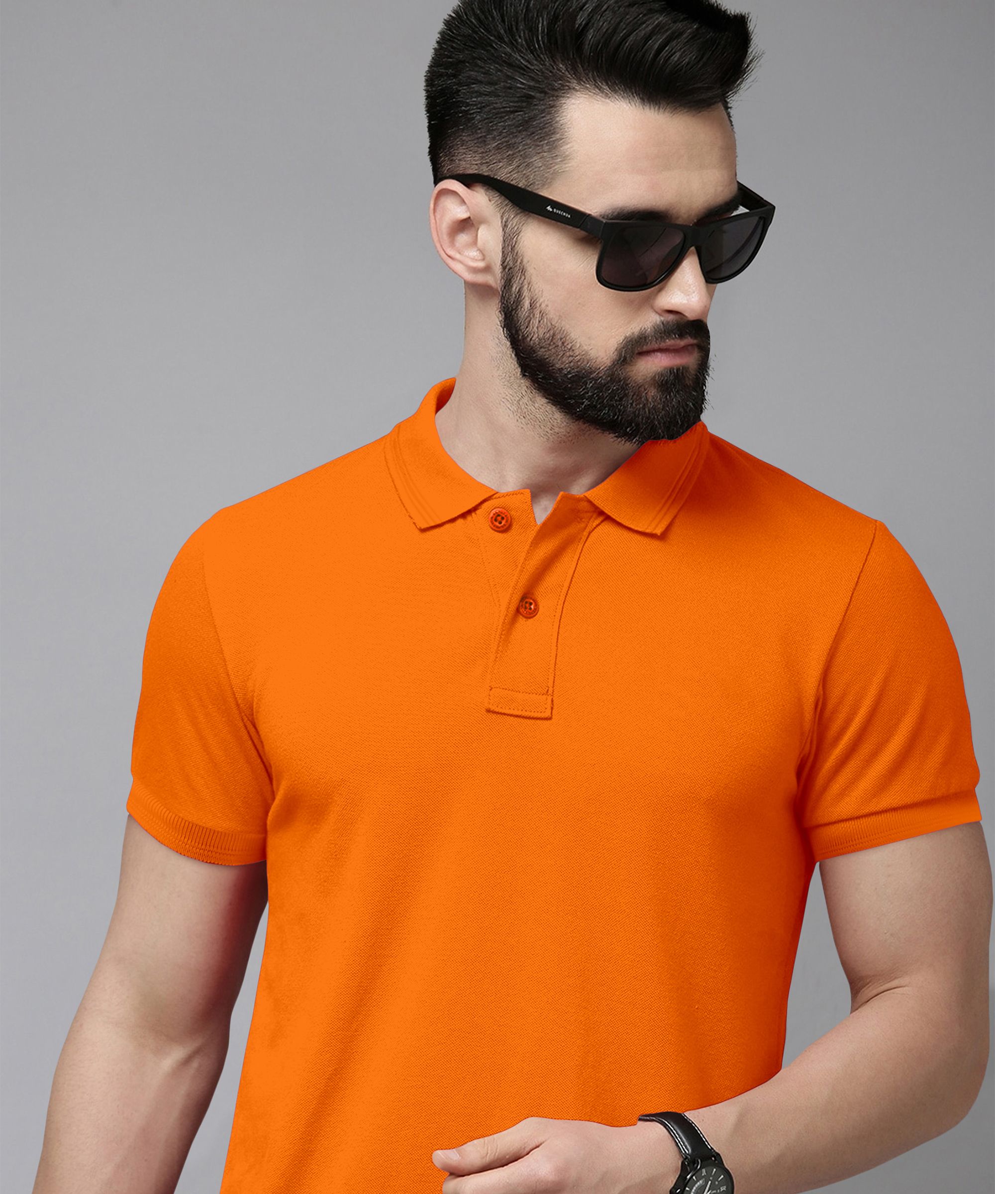 metronaut by flipkart Solid Men Polo Neck Polycotton Orange T-Shirt-picture-36