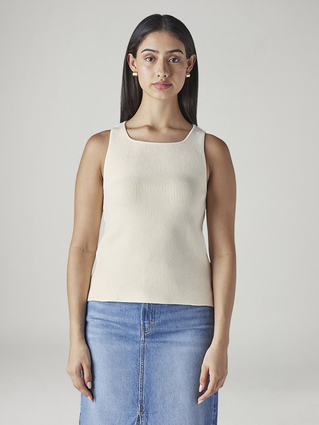 levi's Women Solid Square Neck Viscose Rayon White T-Shirt-picture-13