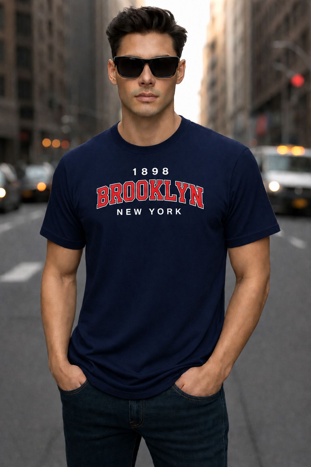 roucha Men Printed Round Neck Pure Cotton Navy Blue T-Shirt-picture-15