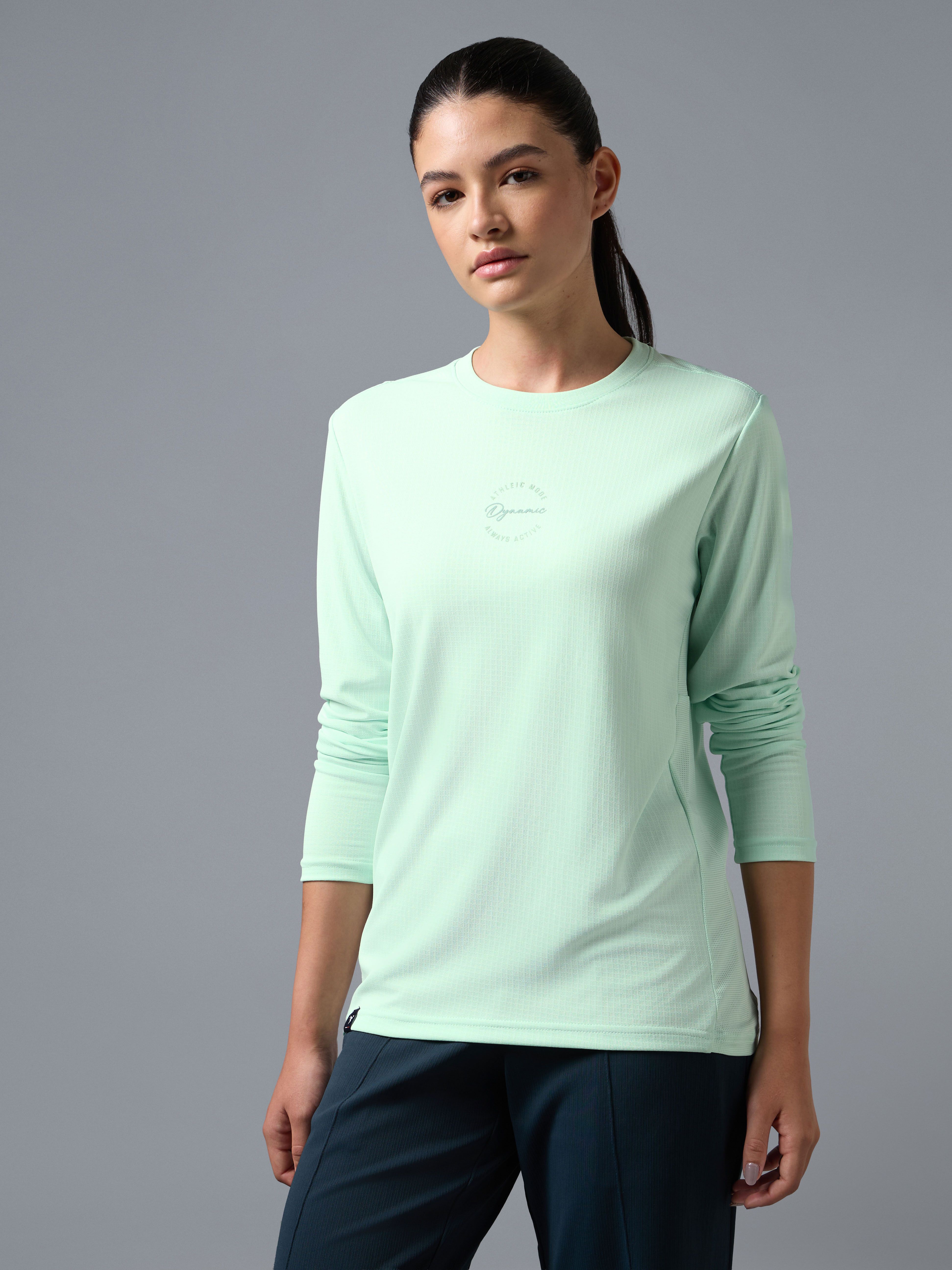 technosport Women Solid Round Neck Polyester Green T-Shirt-picture-15