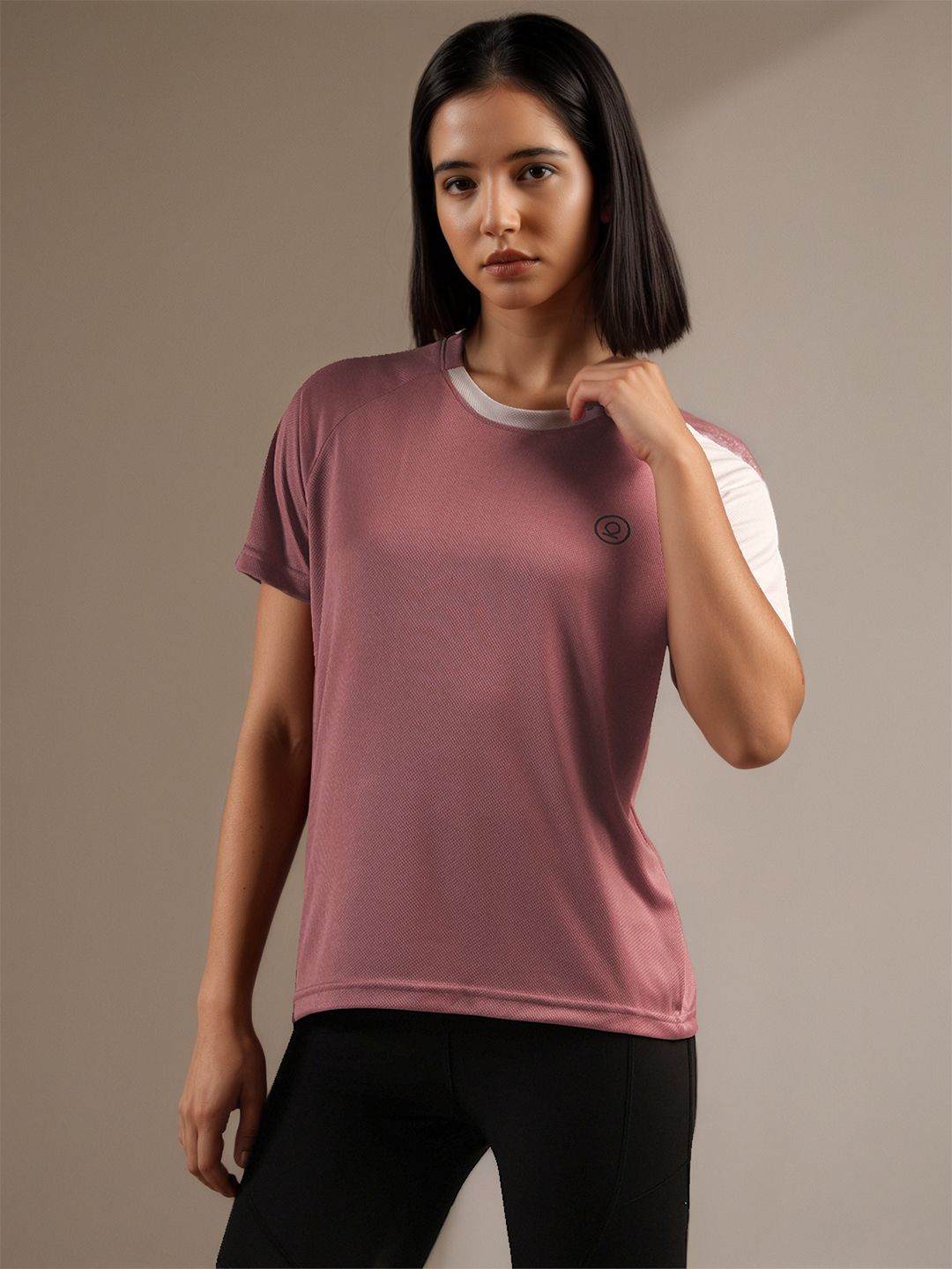chkokko Women Colorblock Crew Neck Polyester Pink T-Shirt-picture-15