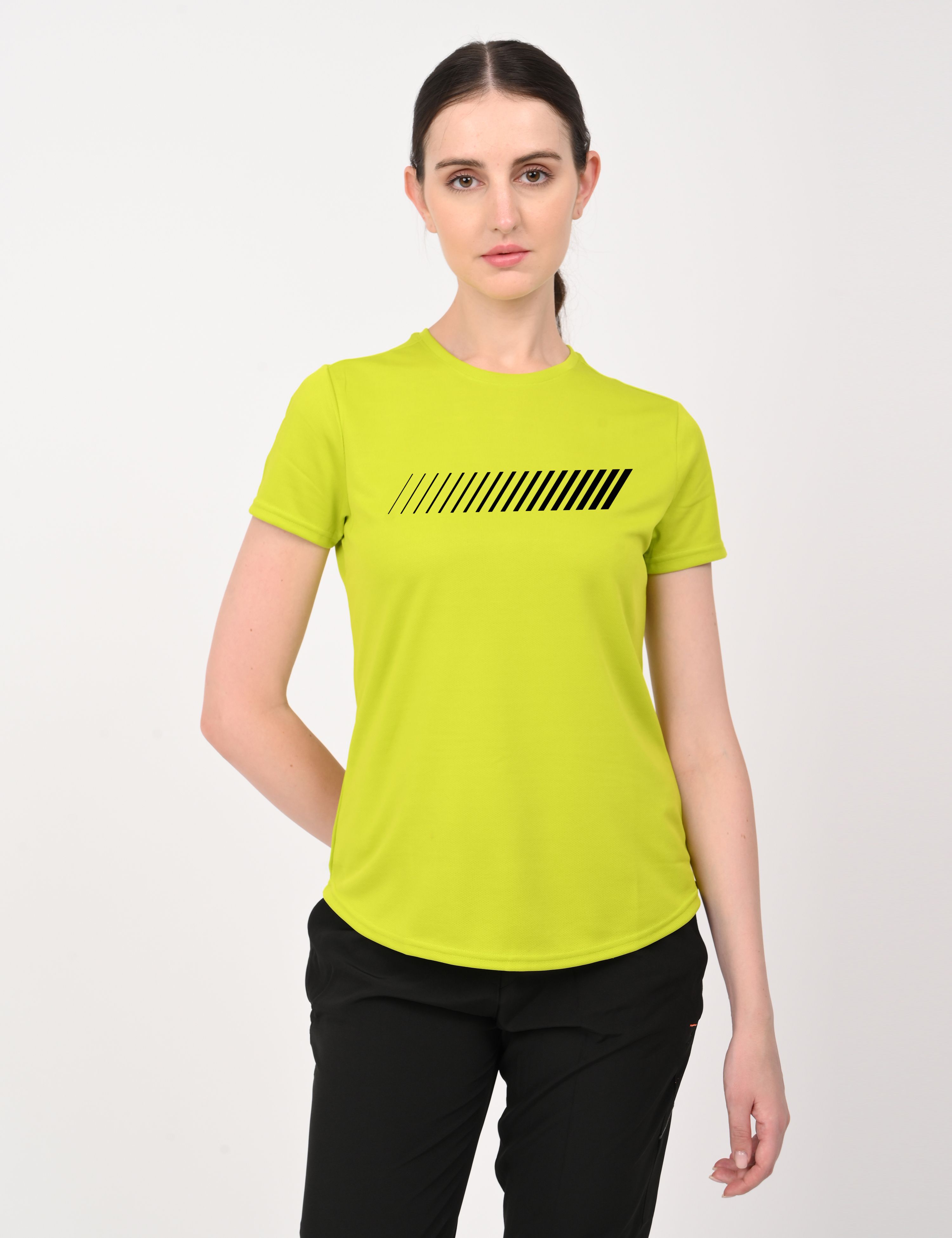 3colors Women Printed Scoop Neck Polyester Green T-Shirt-picture-20