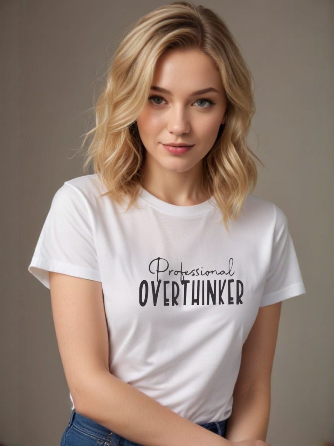 Women Solid Round Neck Cotton Blend White T-Shirt