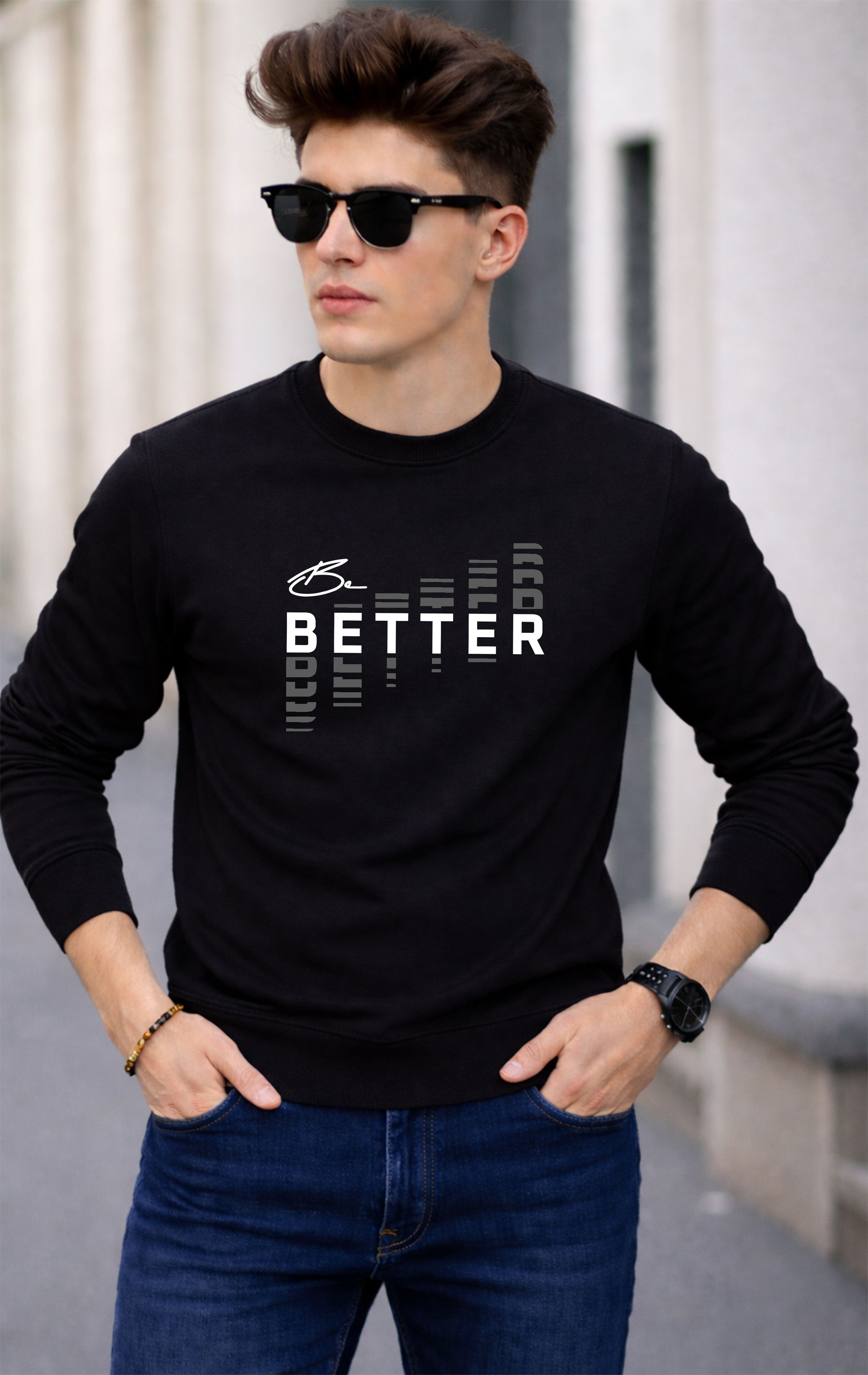 Men Typography, Graphic Print Round Neck Cotton Blend Black T-Shirt-image-22