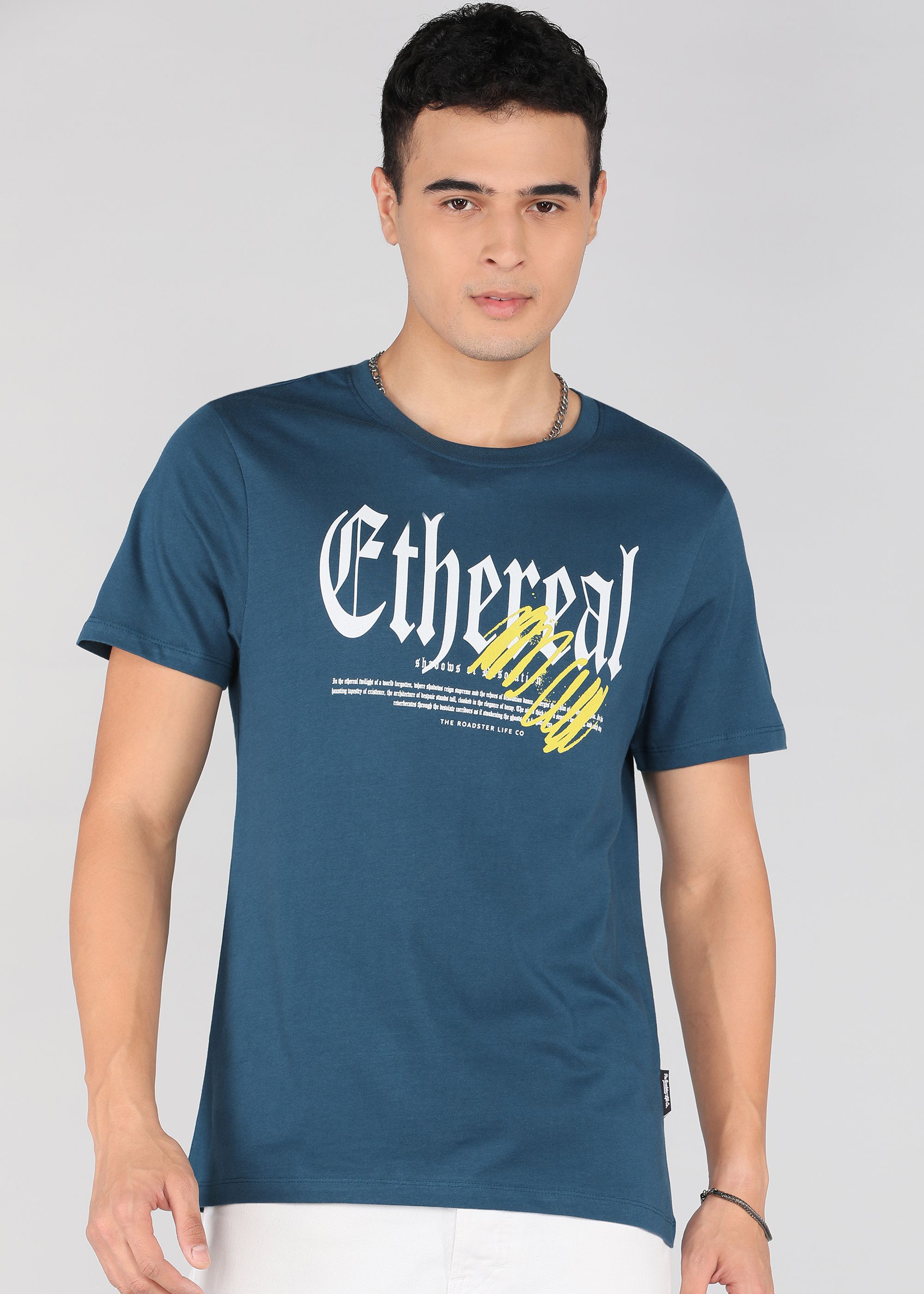 Men Graphic Print Round Neck Pure Cotton Dark Green T-Shirt-image-24