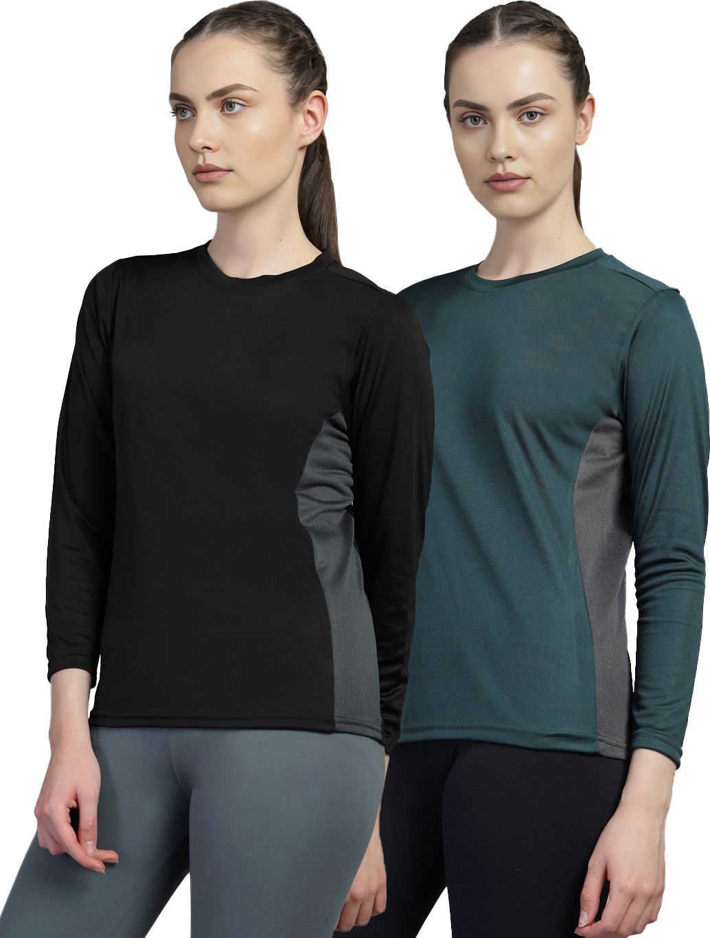 chkokko Pack of 2 Women Solid Round Neck Polyester Green T-Shirt-picture-28