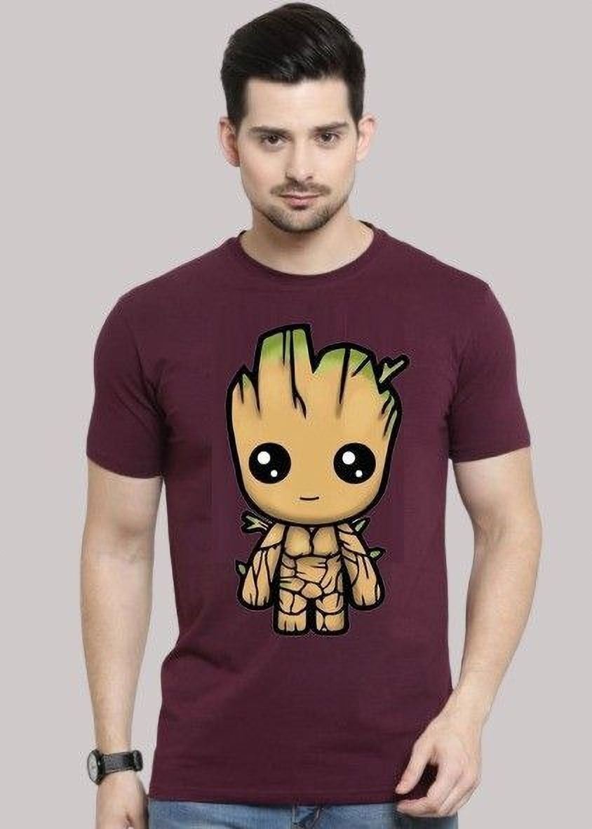 Men Printed Round Neck Cotton Blend Maroon T-Shirt-image-24
