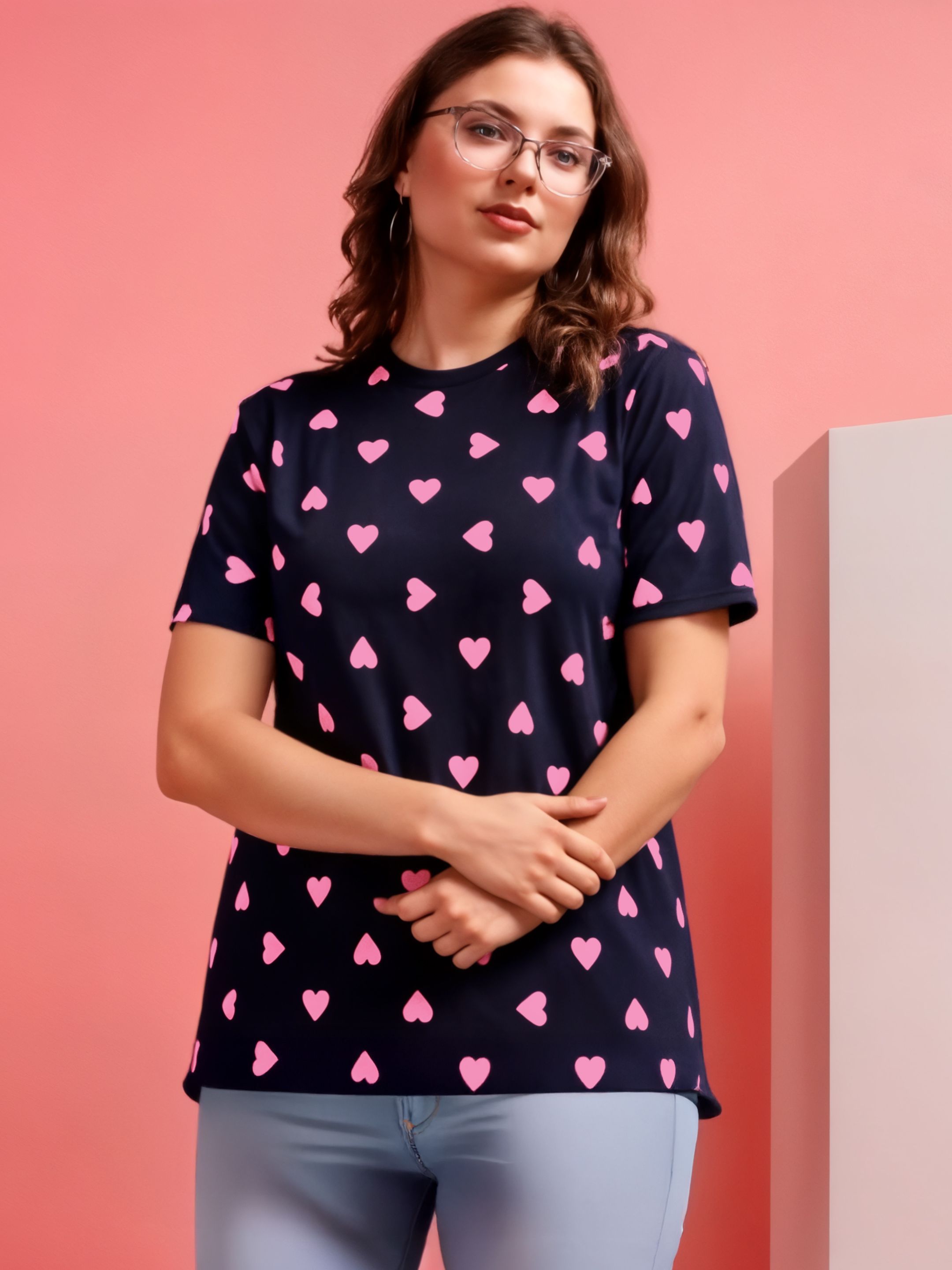 Printed Women Round Neck Pure Cotton Multicolor T-Shirt