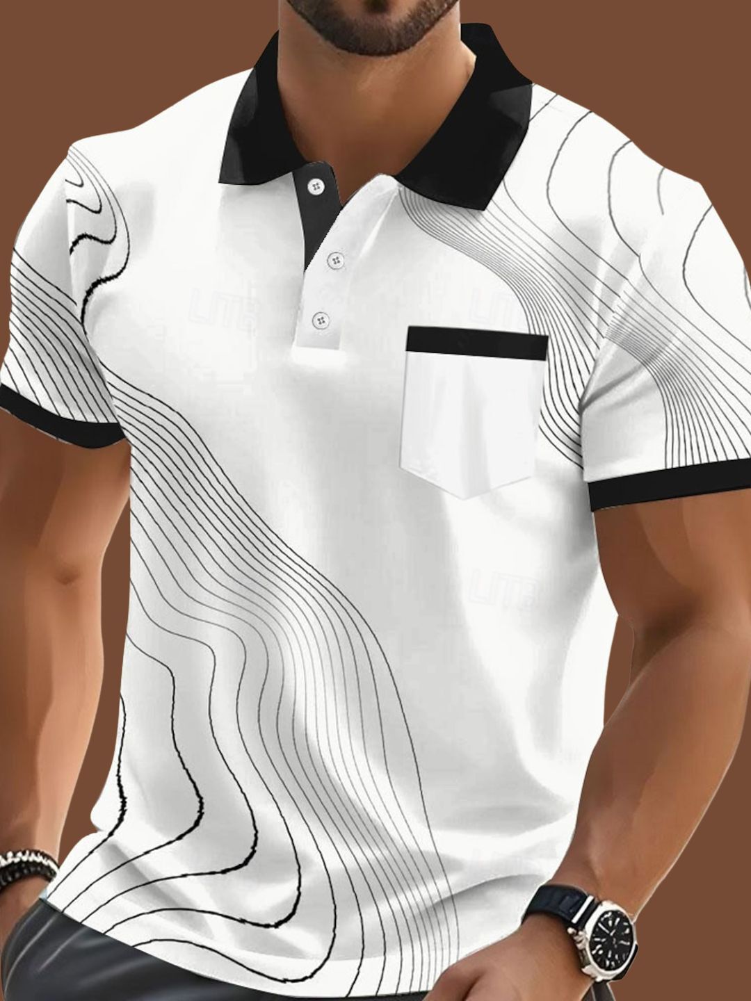 Men Printed Polo Neck Polyester White T-Shirt-image-19