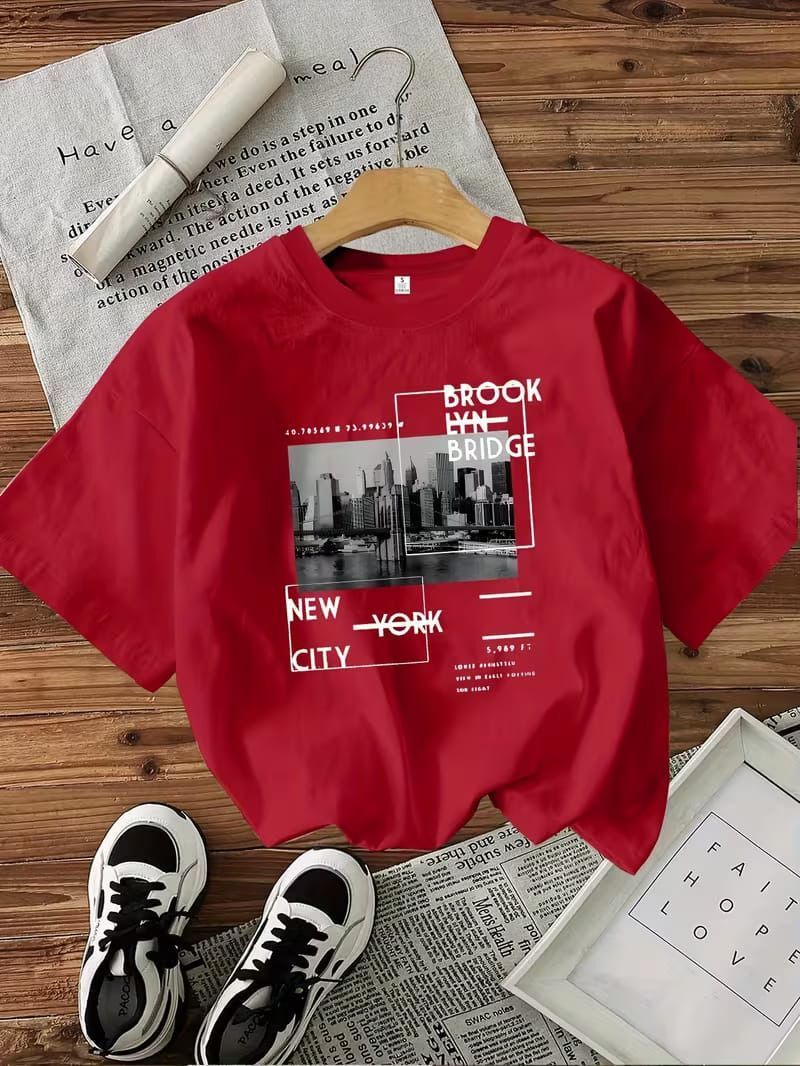 tee culture store Women Typography, Printed Round Neck Pure Cotton Red T-Shirt-picture-13