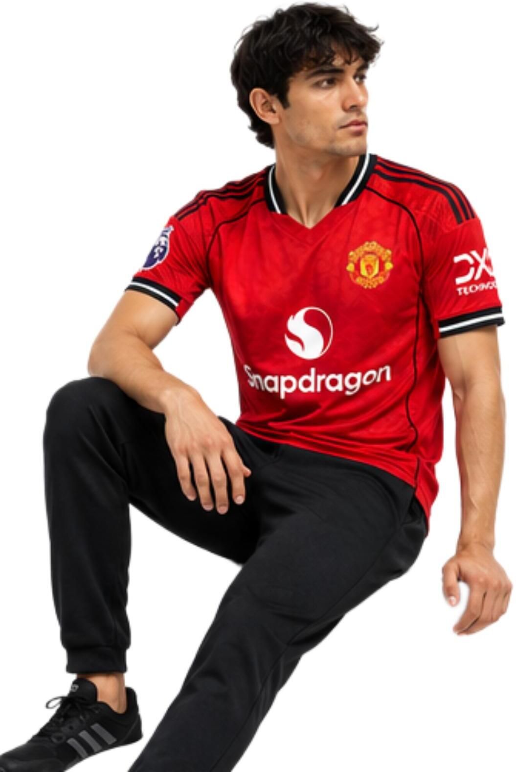 Men Printed V Neck Polyester Red T-Shirt-image-6