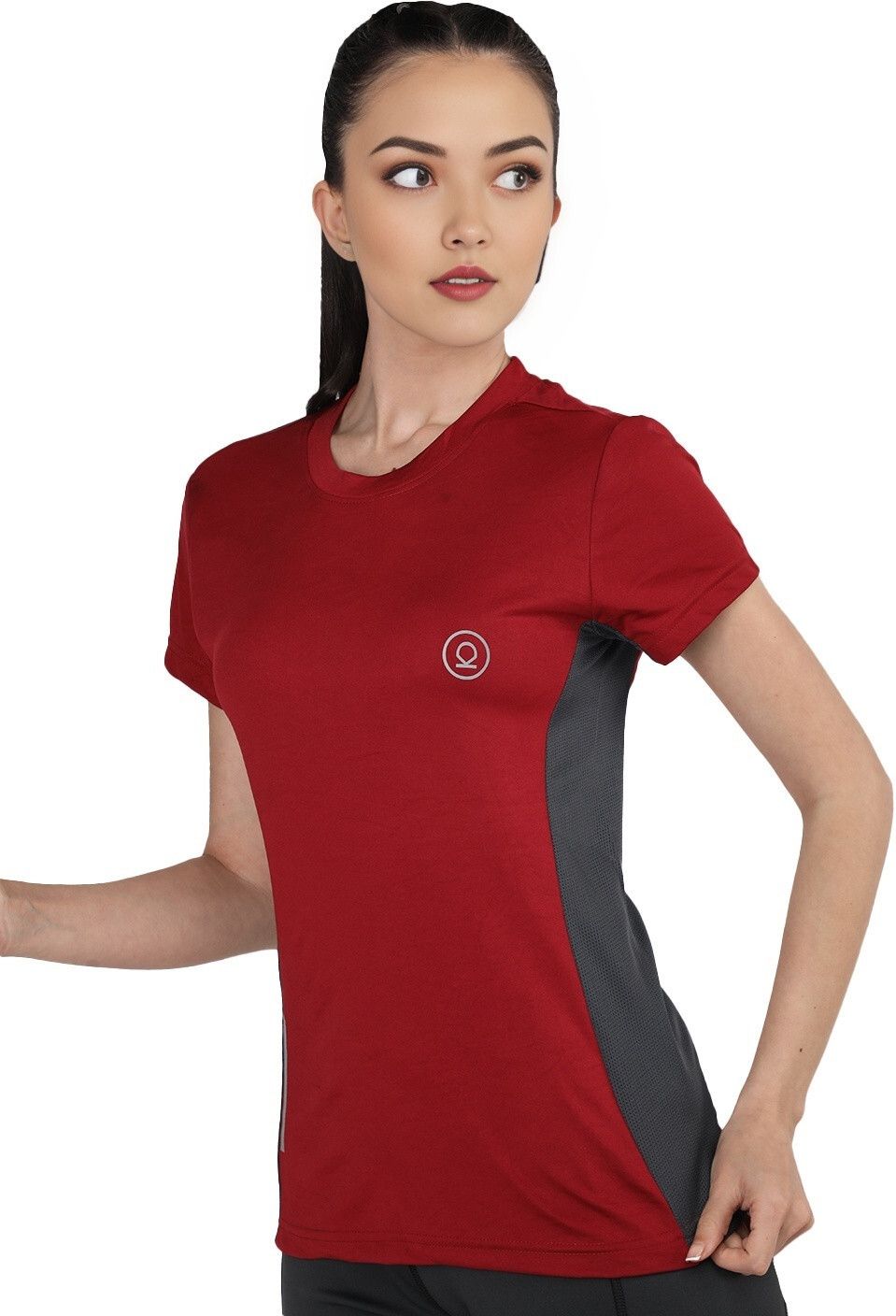 chkokko Women Solid Round Neck Polyester Maroon T-Shirt-picture-24