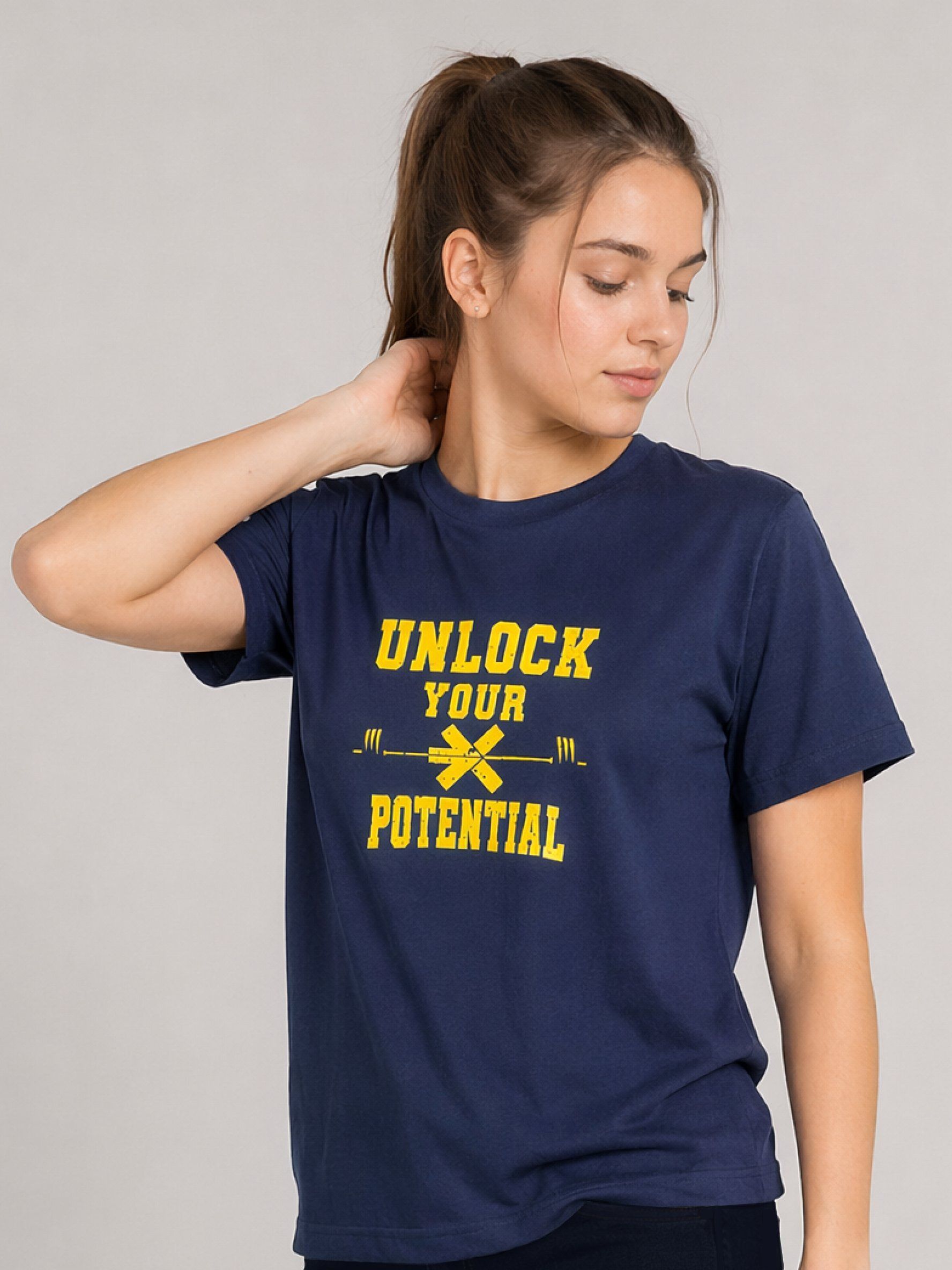 Women Solid Round Neck Polyester Blue T-Shirt-image-10