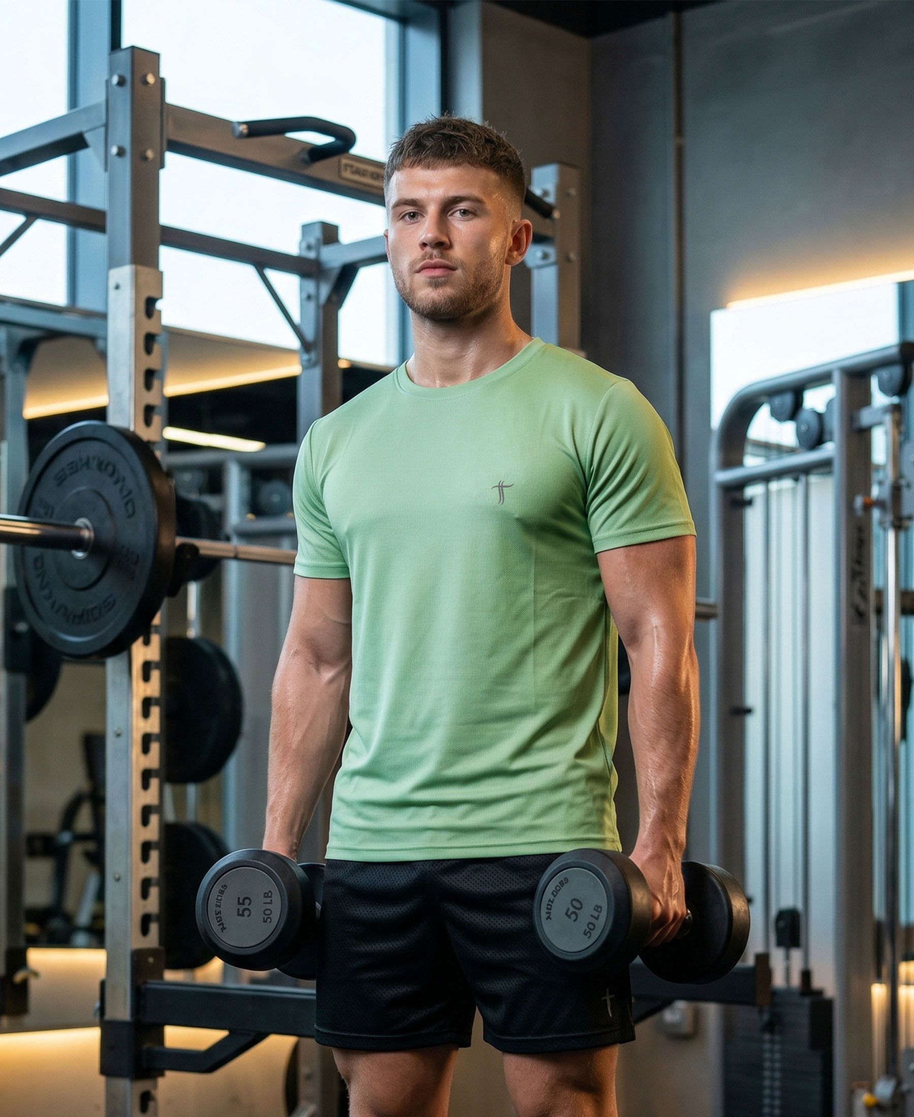 Men Self Design Round Neck Polyester Light Green T-Shirt-image-32