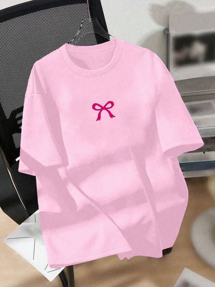trendy tees Women Printed Round Neck Pure Cotton Pink T-Shirt-picture-12
