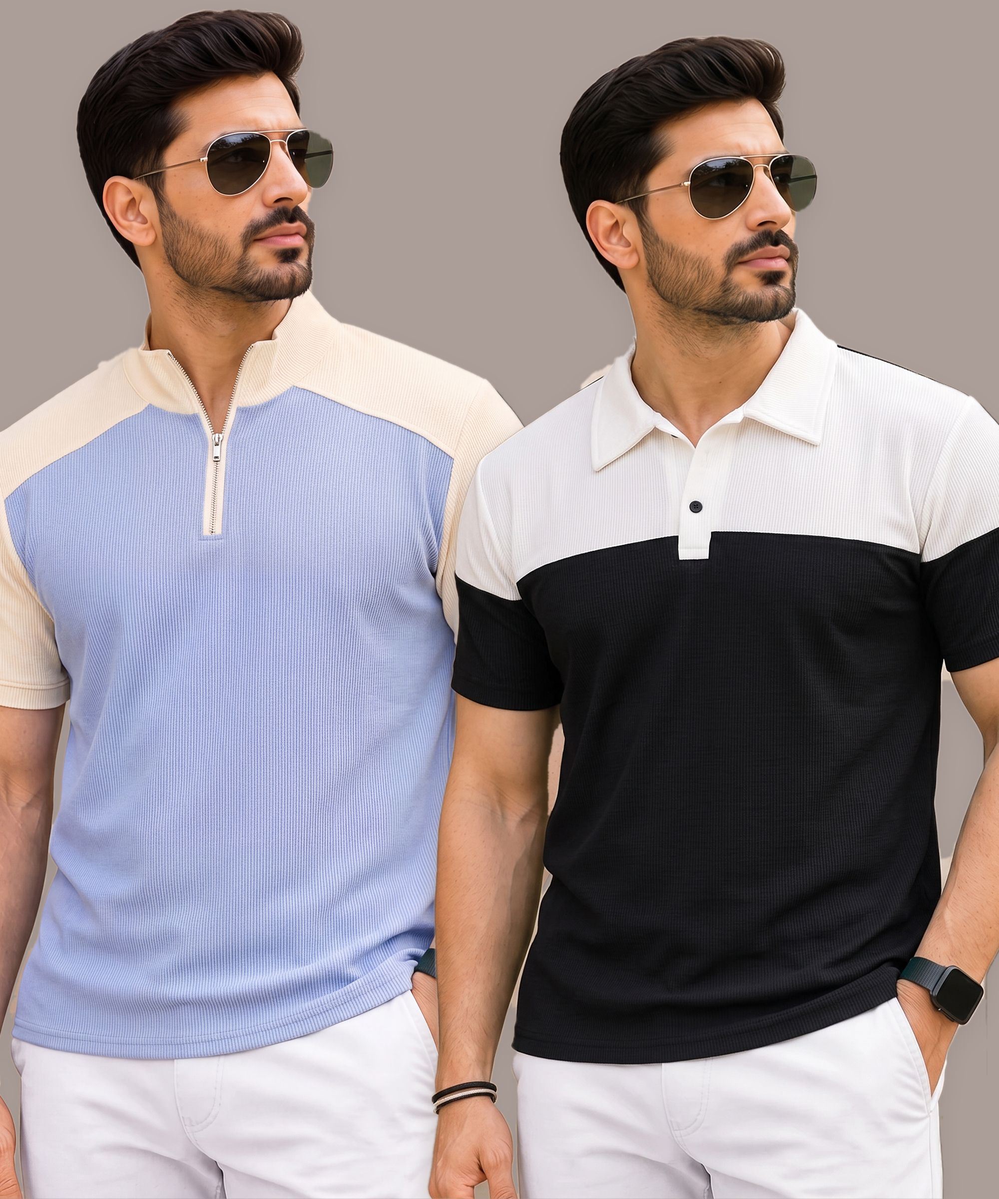 christy world Pack of 2 Men Solid Polo Neck Polycotton Multicolor T-Shirt-picture-16