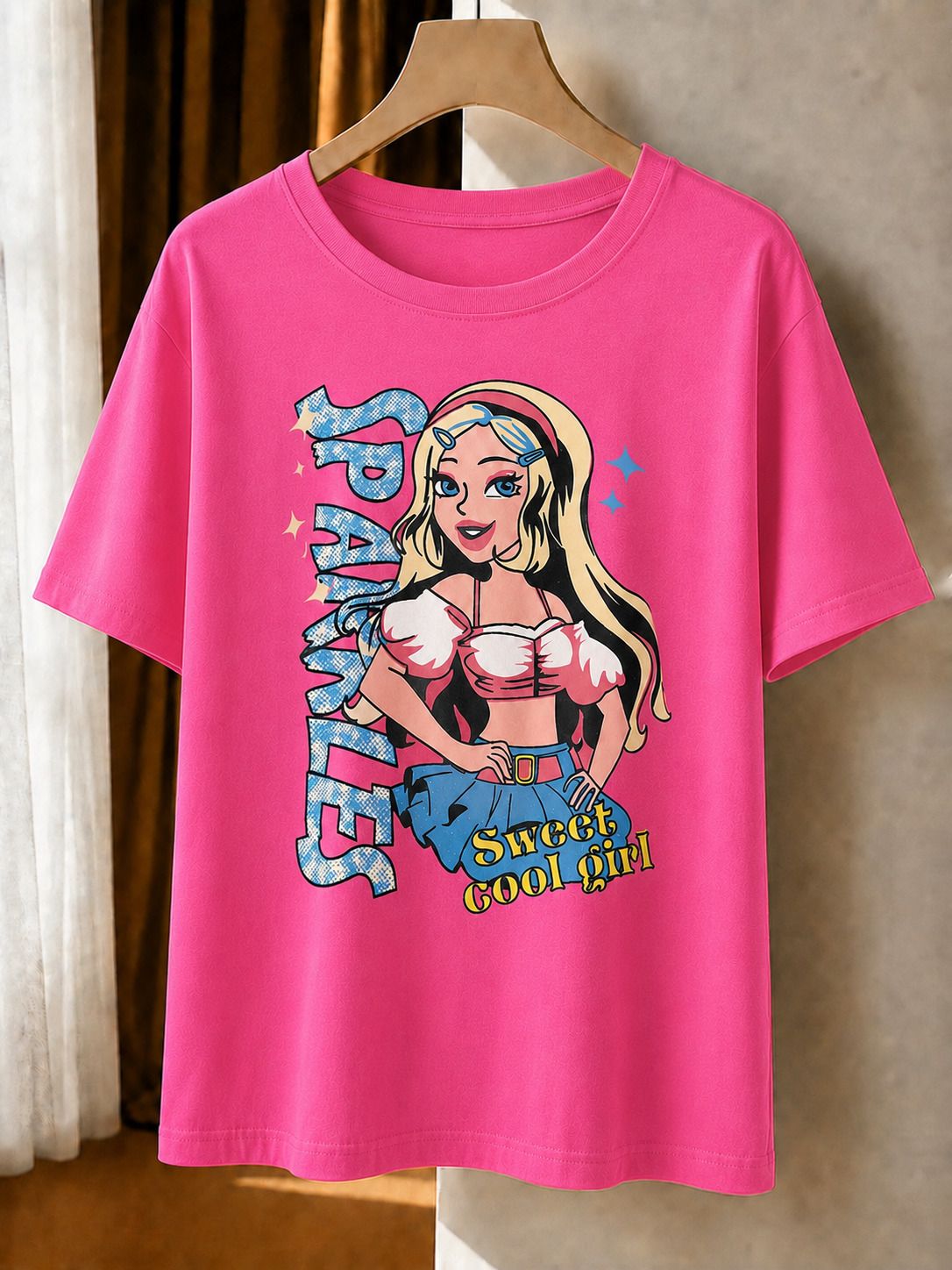 tromko Women Printed Round Neck Cotton Blend Pink T-Shirt-picture-19