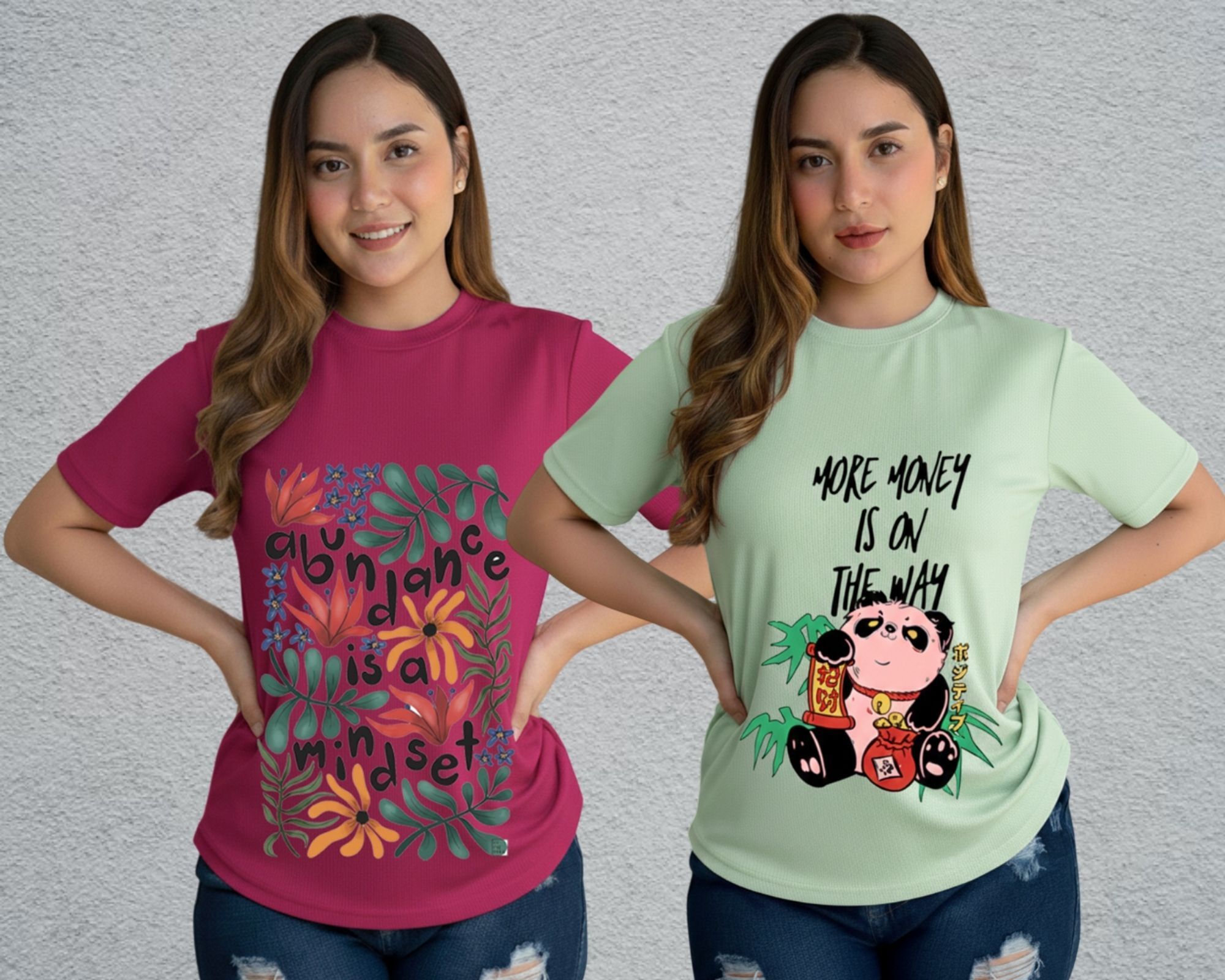 lecowar Women Printed Round Neck Polyester Pink, Green T-Shirt-picture-22