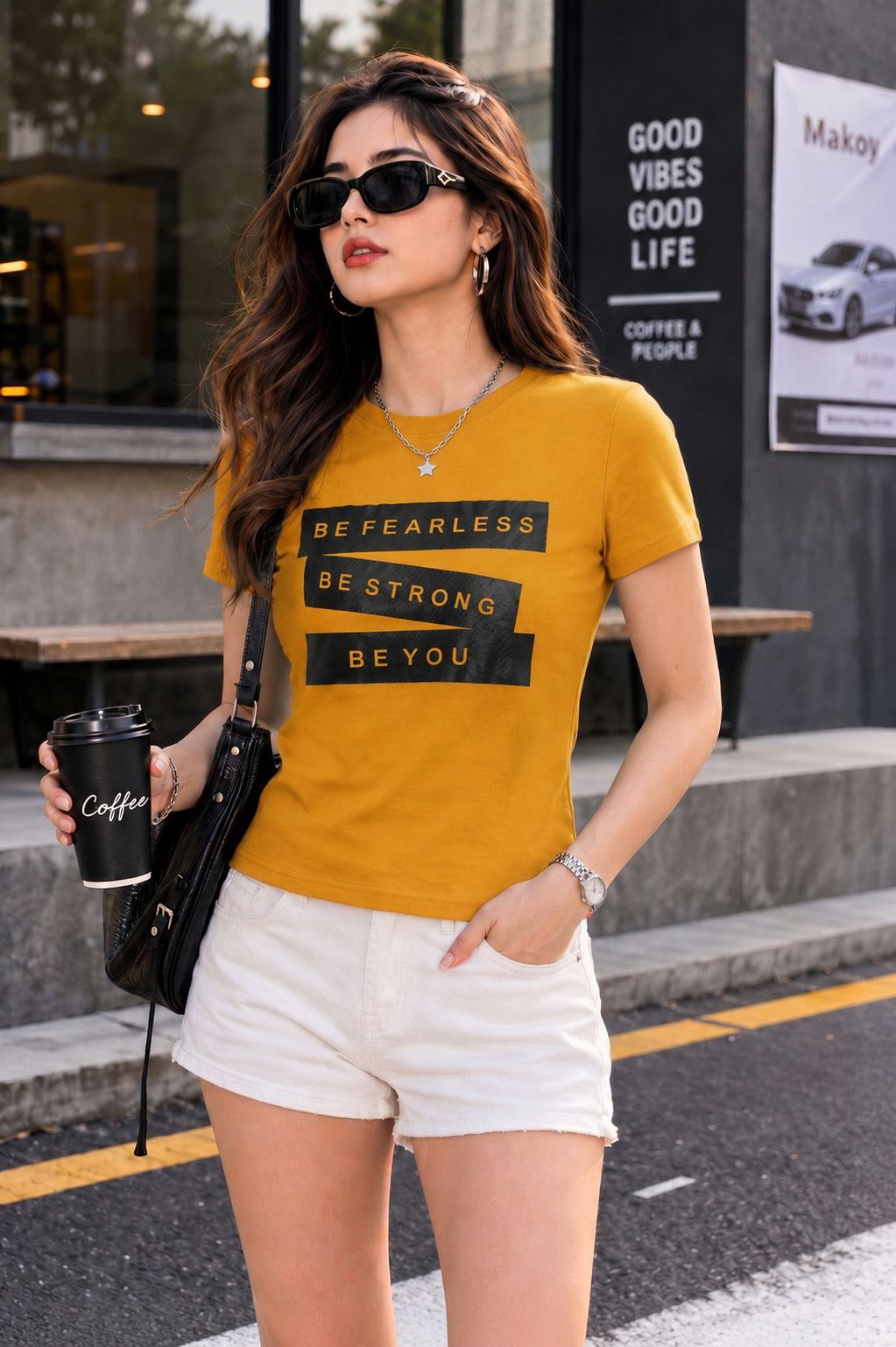 metronaut Printed Women Round Neck Cotton Blend Yellow T-Shirt-picture-14