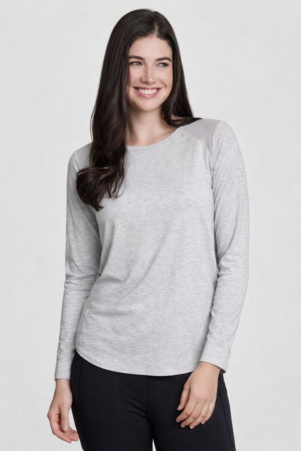 Women Solid Round Neck Pure Cotton Grey T-Shirt-image-13