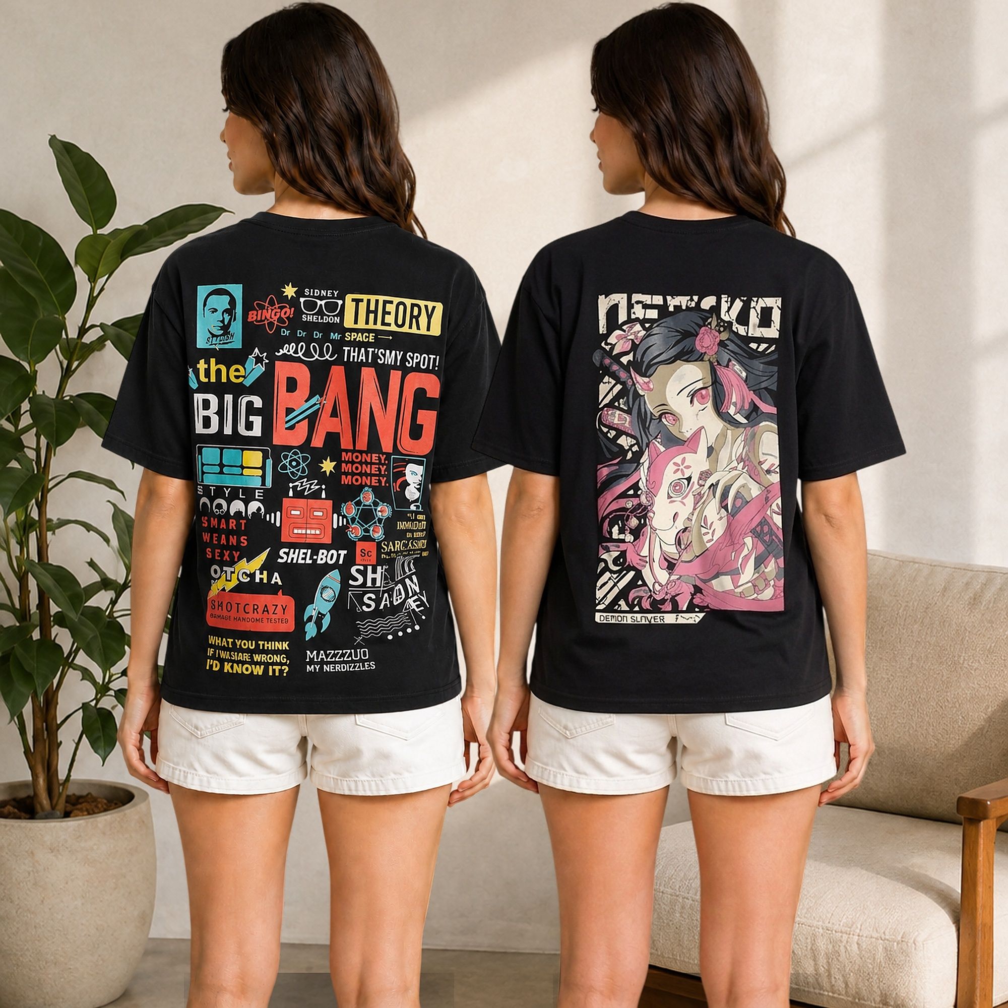 metronaut Pack of 2 Printed Women Round Neck Cotton Blend Multicolor T-Shirt-picture-36