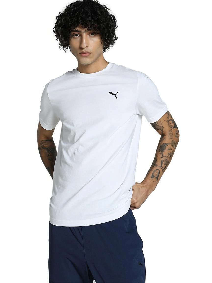 puma Men Solid Crew Neck Pure Cotton White T-Shirt-picture-11