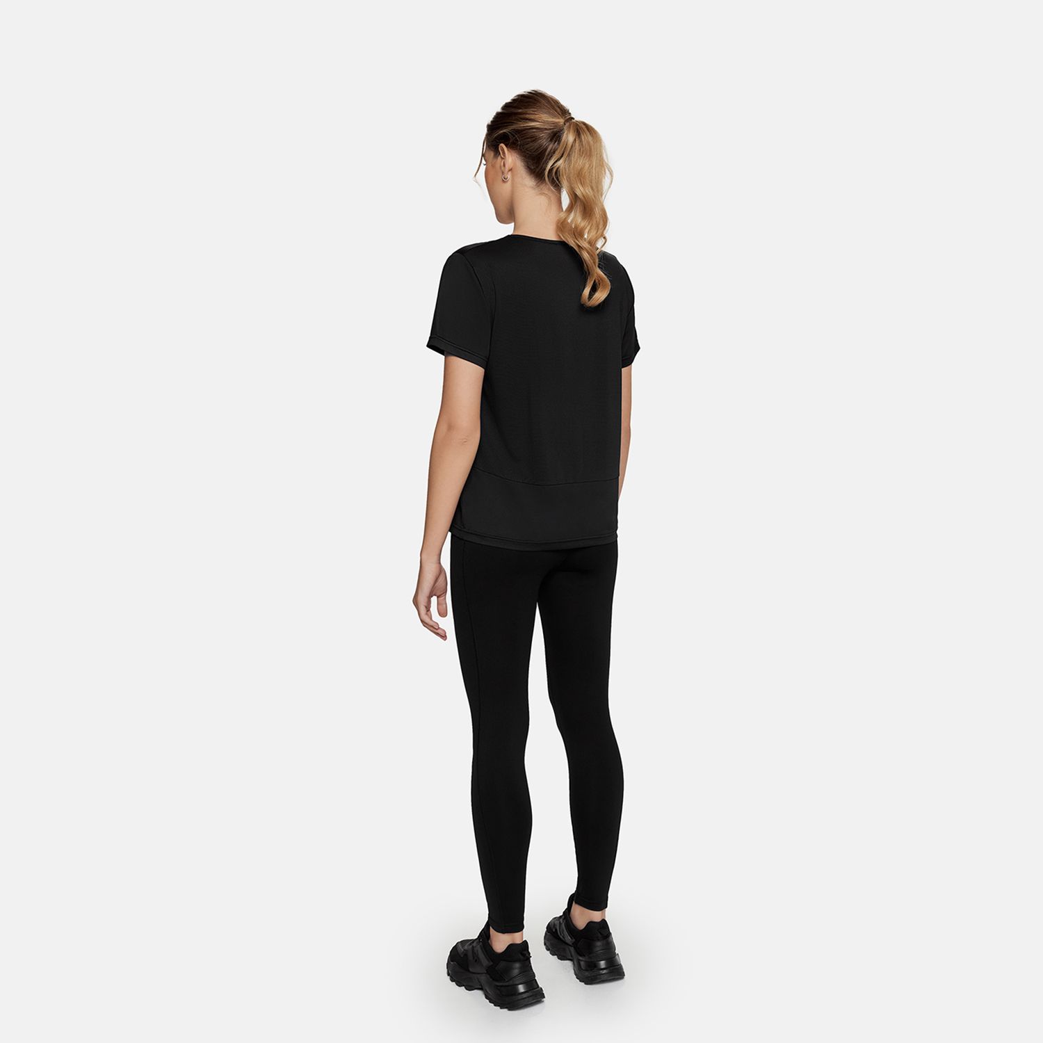 Women Solid Round Neck Polyester Black T-Shirt-image-41