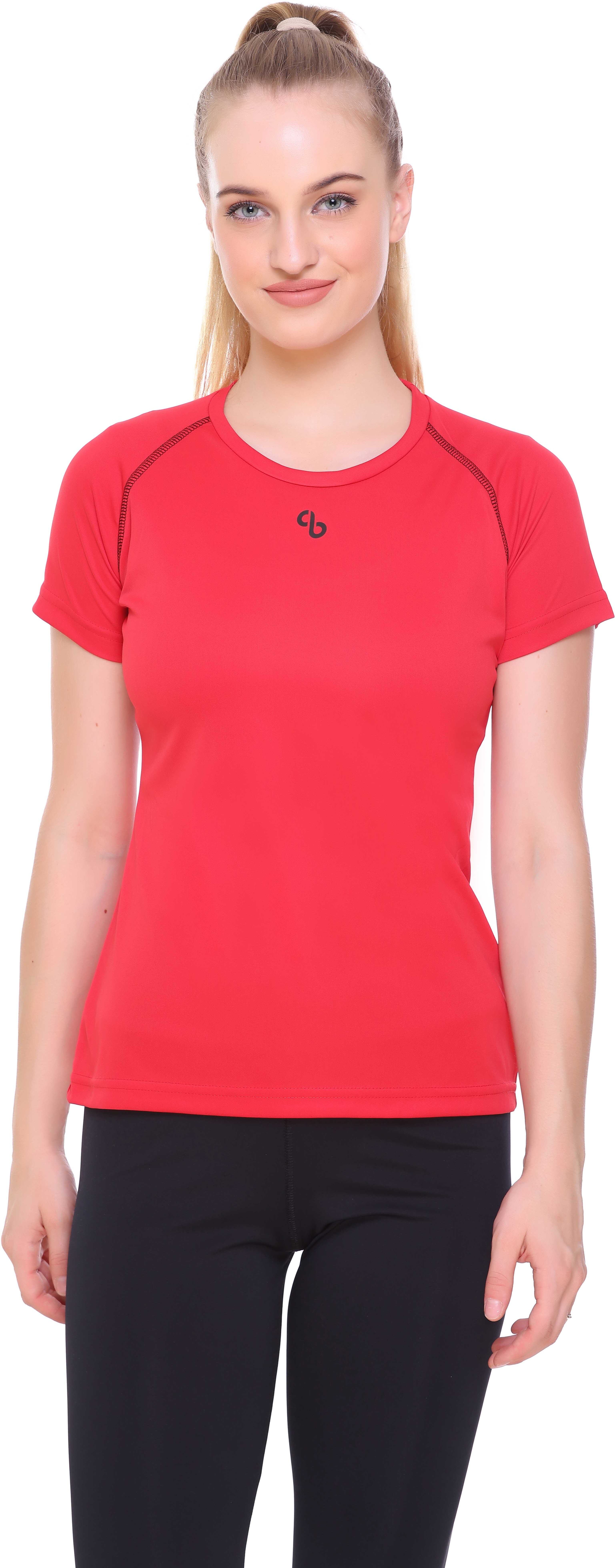 Women Solid Round Neck Polyester Red T-Shirt-image-29