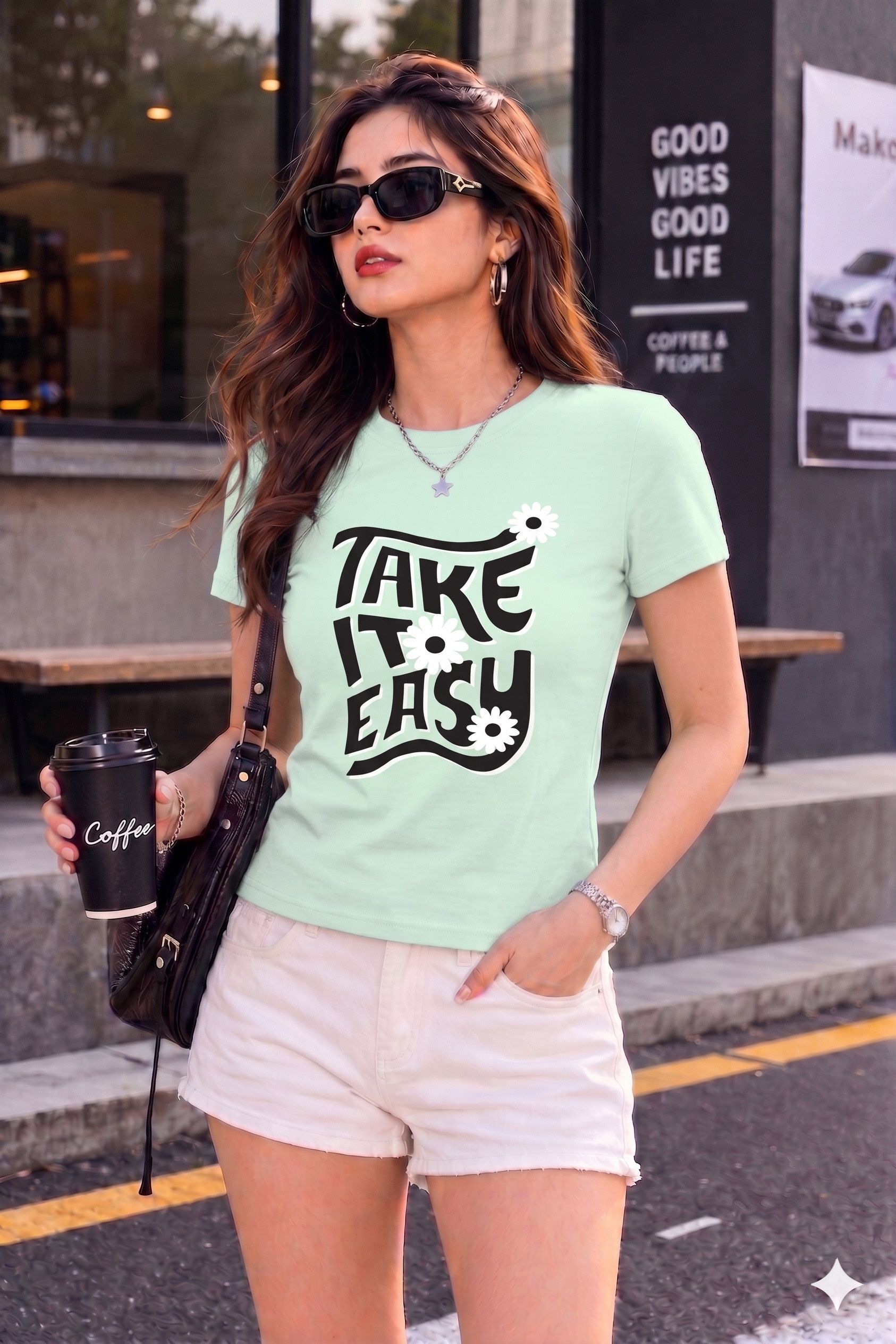fabflee Women Solid Round Neck Cotton Blend Green T-Shirt-picture-25