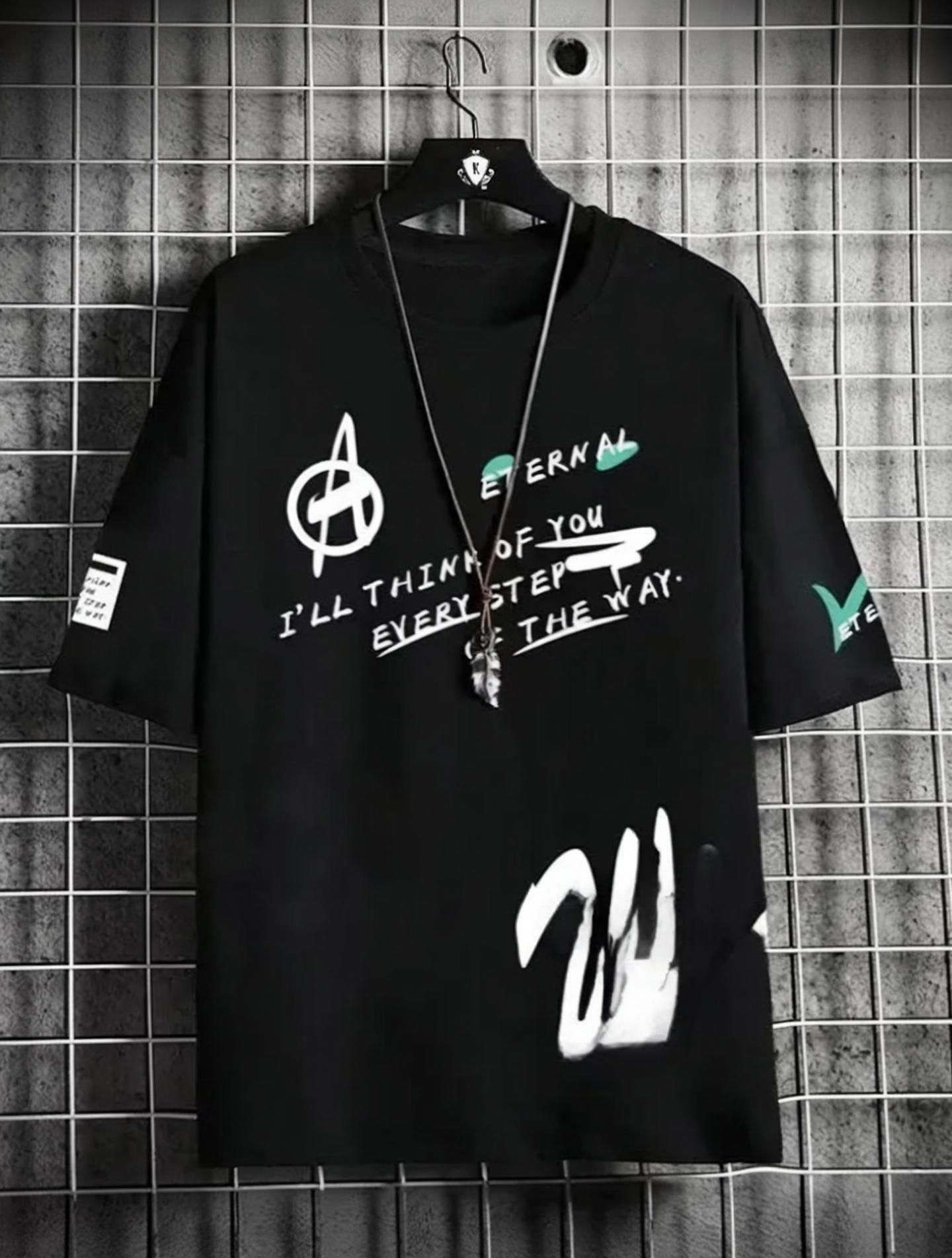 kaspy Men Printed Round Neck Polyester Black T-Shirt-picture-19