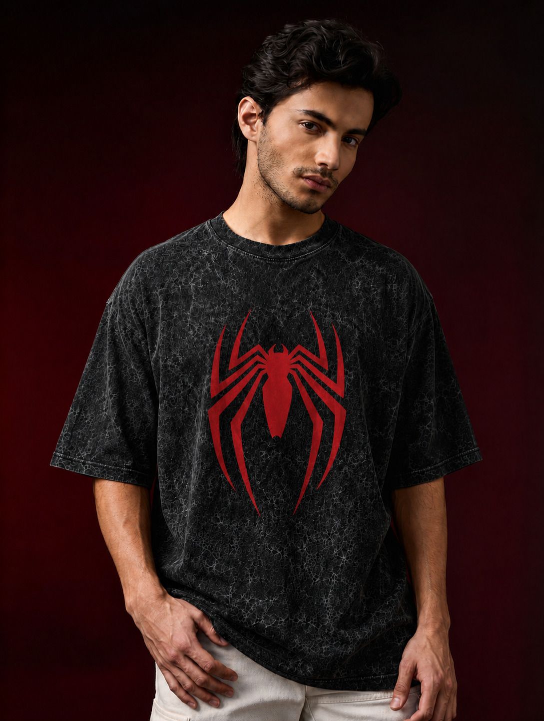 Men Printed Round Neck Pure Cotton Black, Red T-Shirt-image-37
