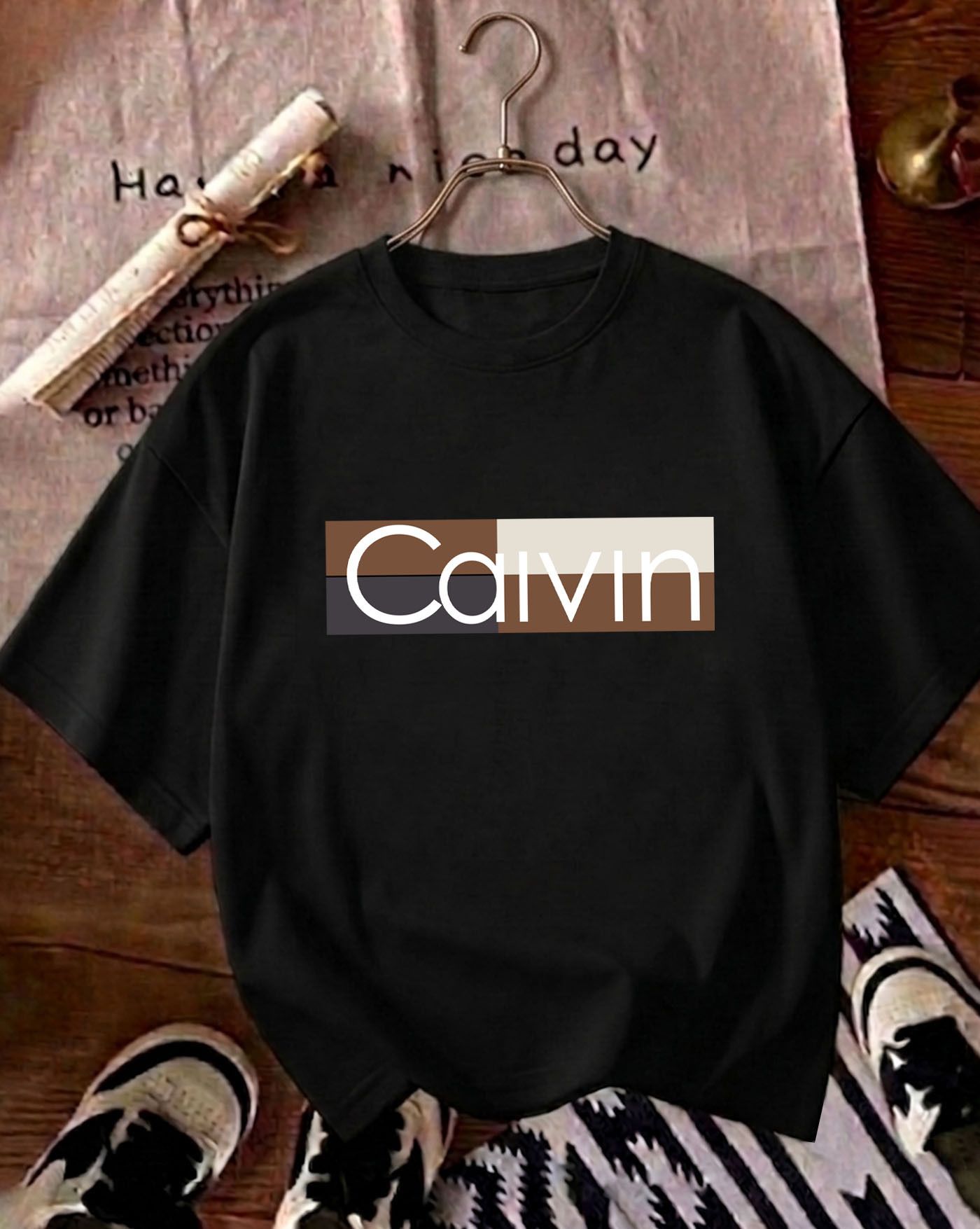 Printed Women Round Neck Cotton Blend Black, White T-Shirt-image-25