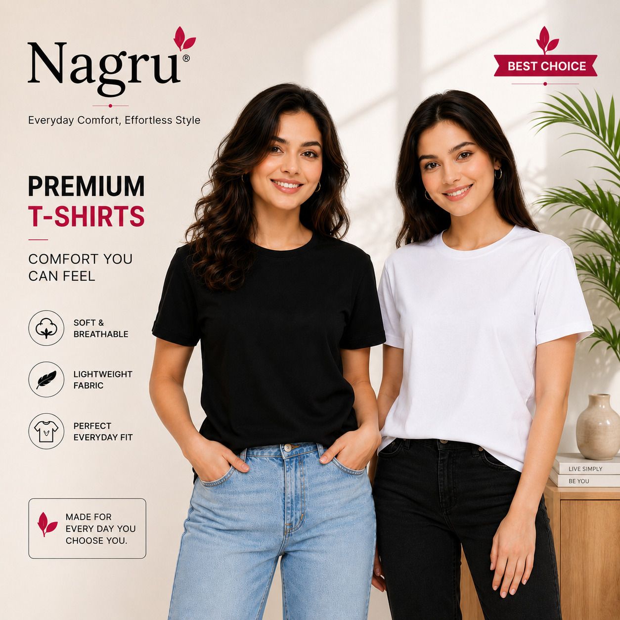 nagru Pack of 2 Women Solid Round Neck Polyester Multicolor T-Shirt-picture-46