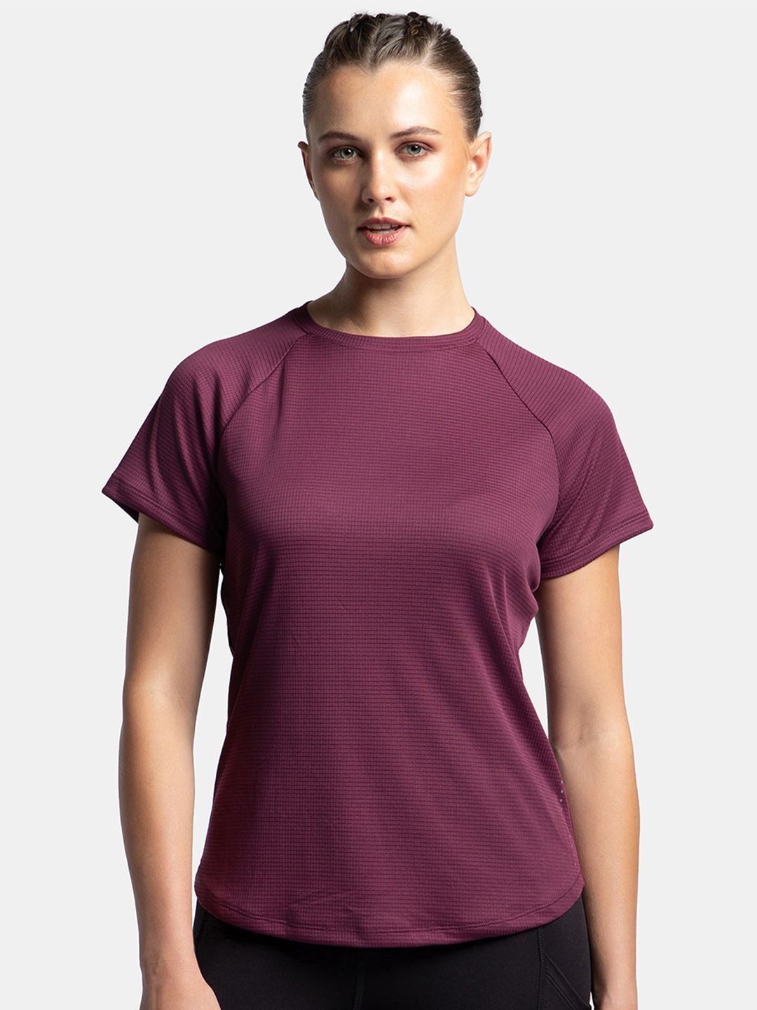 MW73 Active Wear Women Solid Round Neck Polyester Purple T-Shirt-image-25