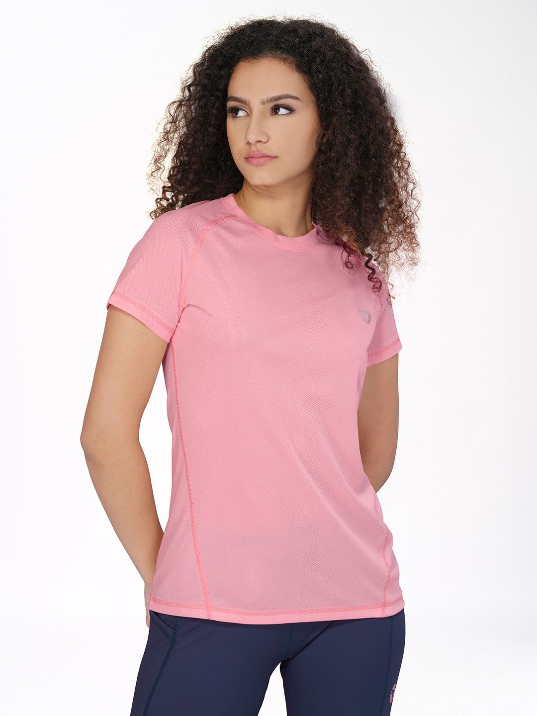 technosport Women Solid Round Neck Polyester Pink, Yellow T-Shirt-picture-22