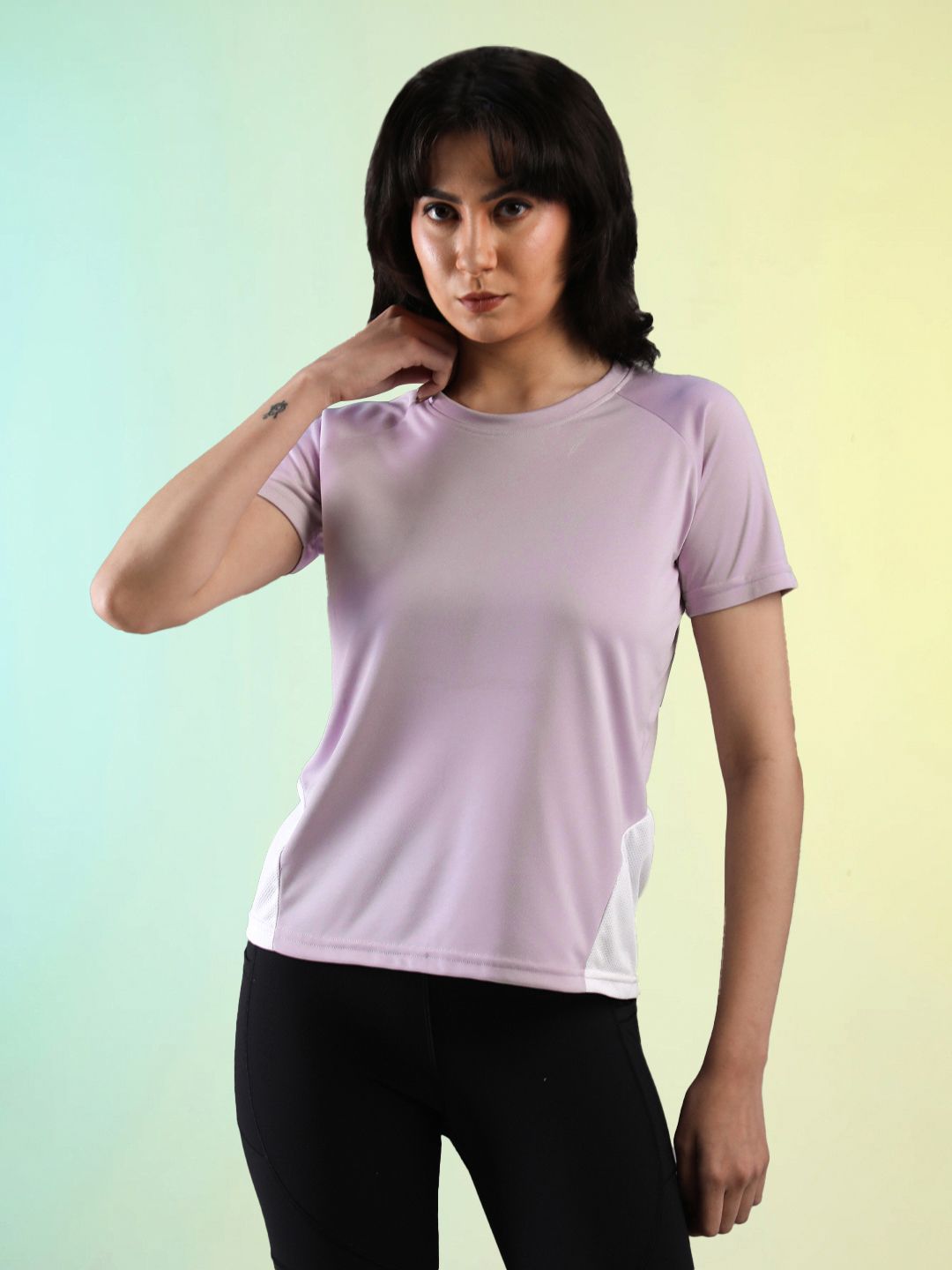 chkokko Women Solid Crew Neck Polyester Purple T-Shirt-picture-22