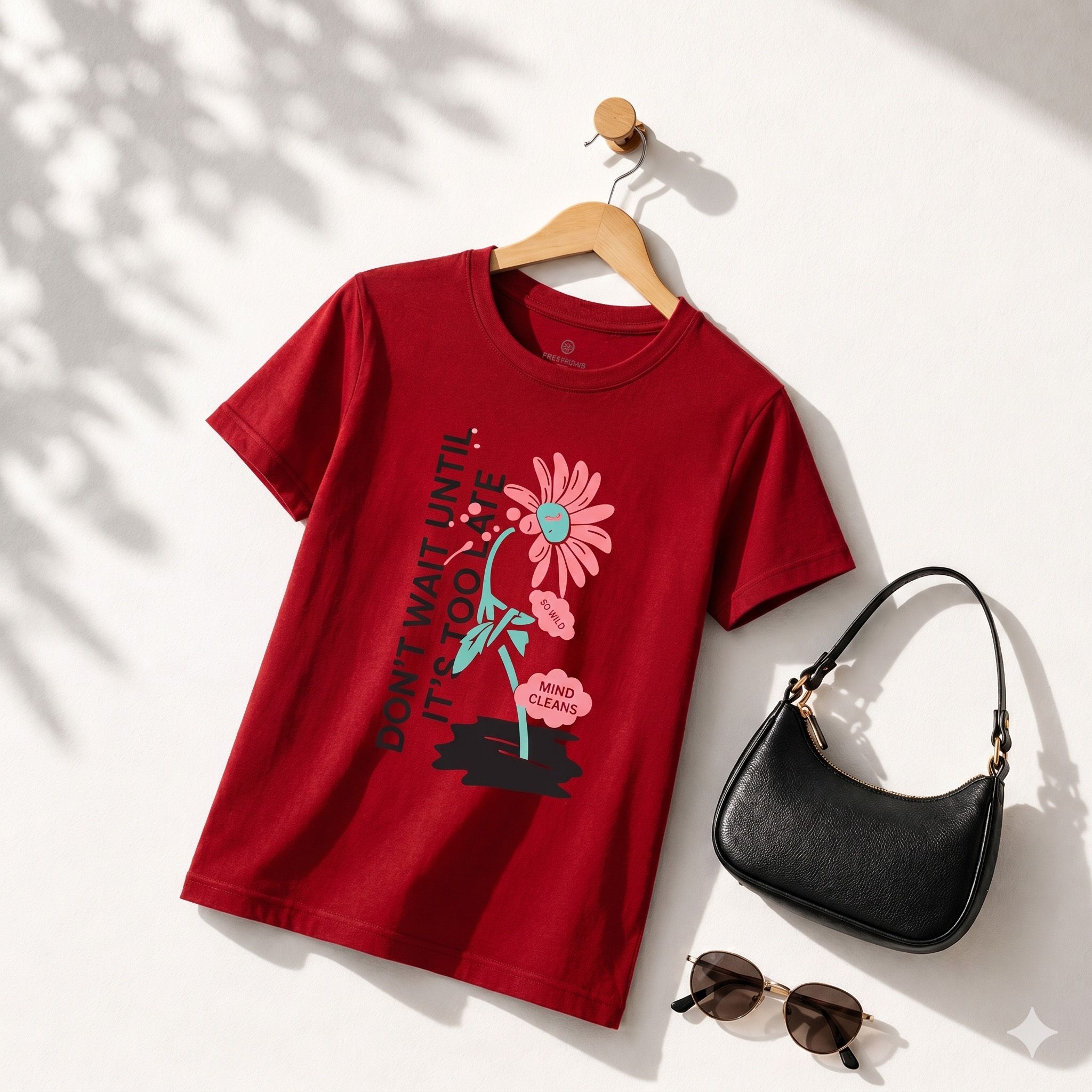 szn Women Solid Round Neck Cotton Blend Red T-Shirt-picture-15