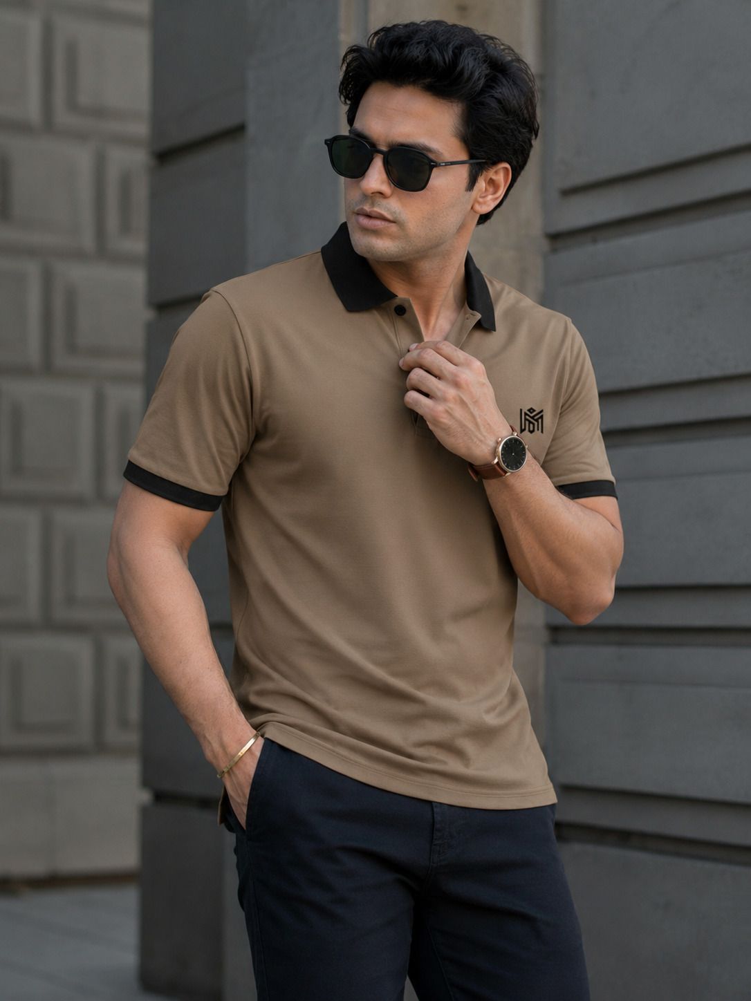 zilcon Men Solid Polo Neck Cotton Blend Brown T-Shirt-picture-15