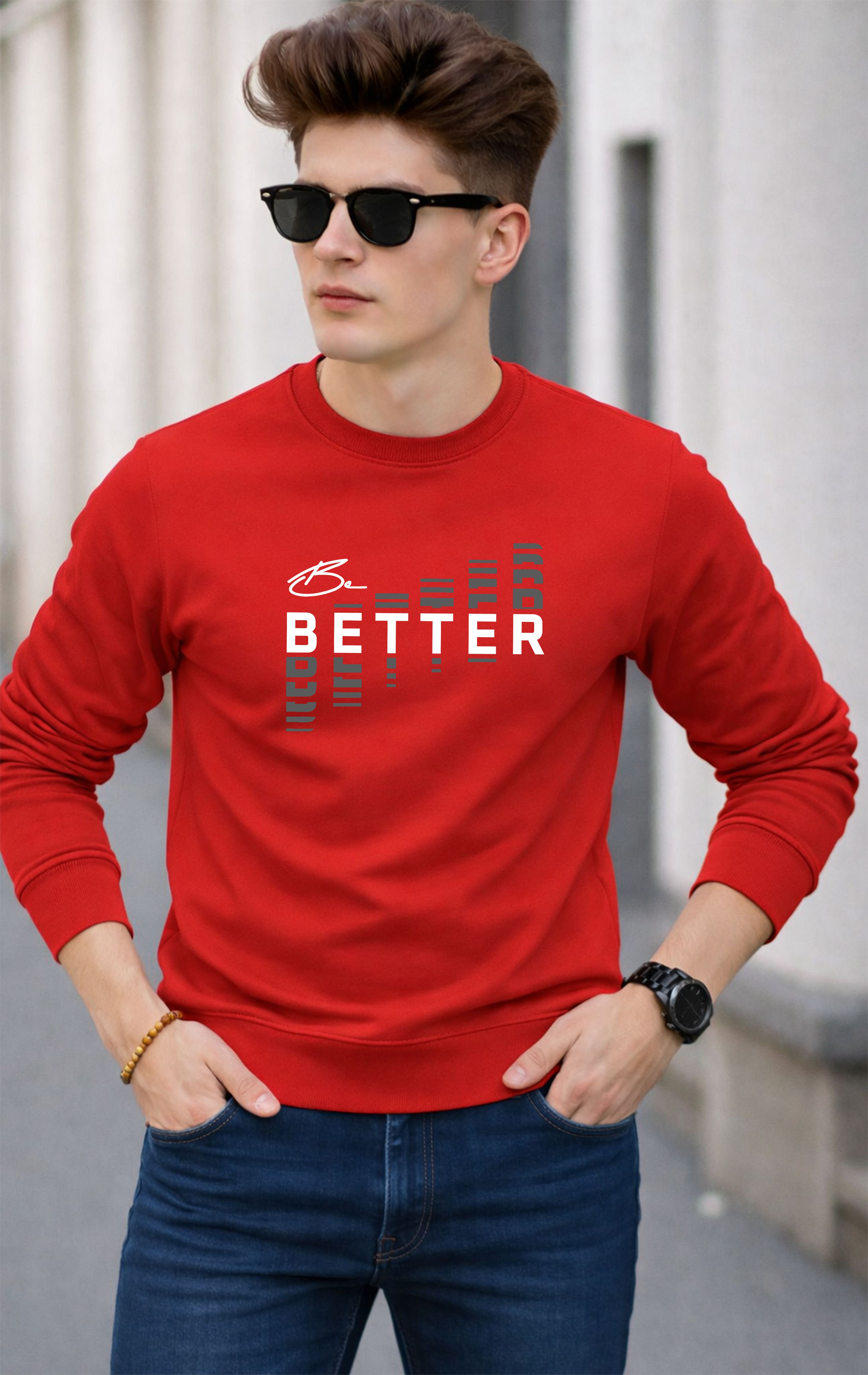 gm trends Men Typography, Graphic Print Round Neck Reversible Cotton Blend Red T-Shirt-picture-18