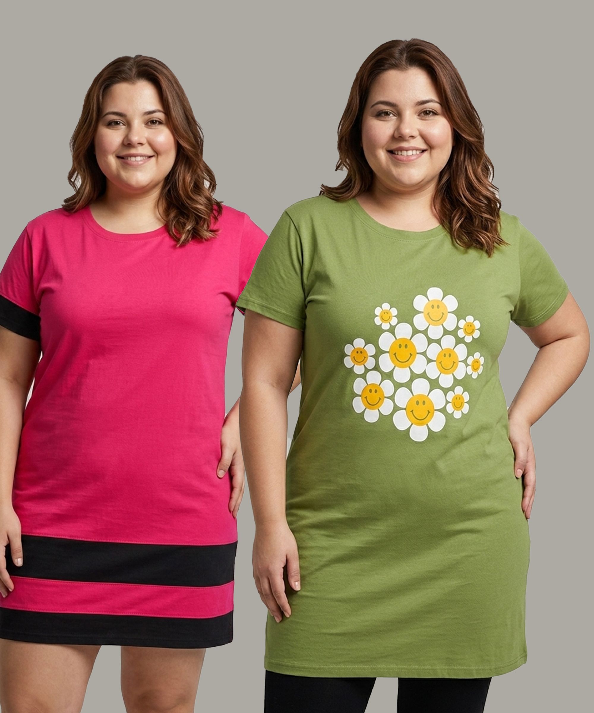 dreambe Pack of 2 Women Printed Round Neck Pure Cotton Multicolor T-Shirt-picture-15