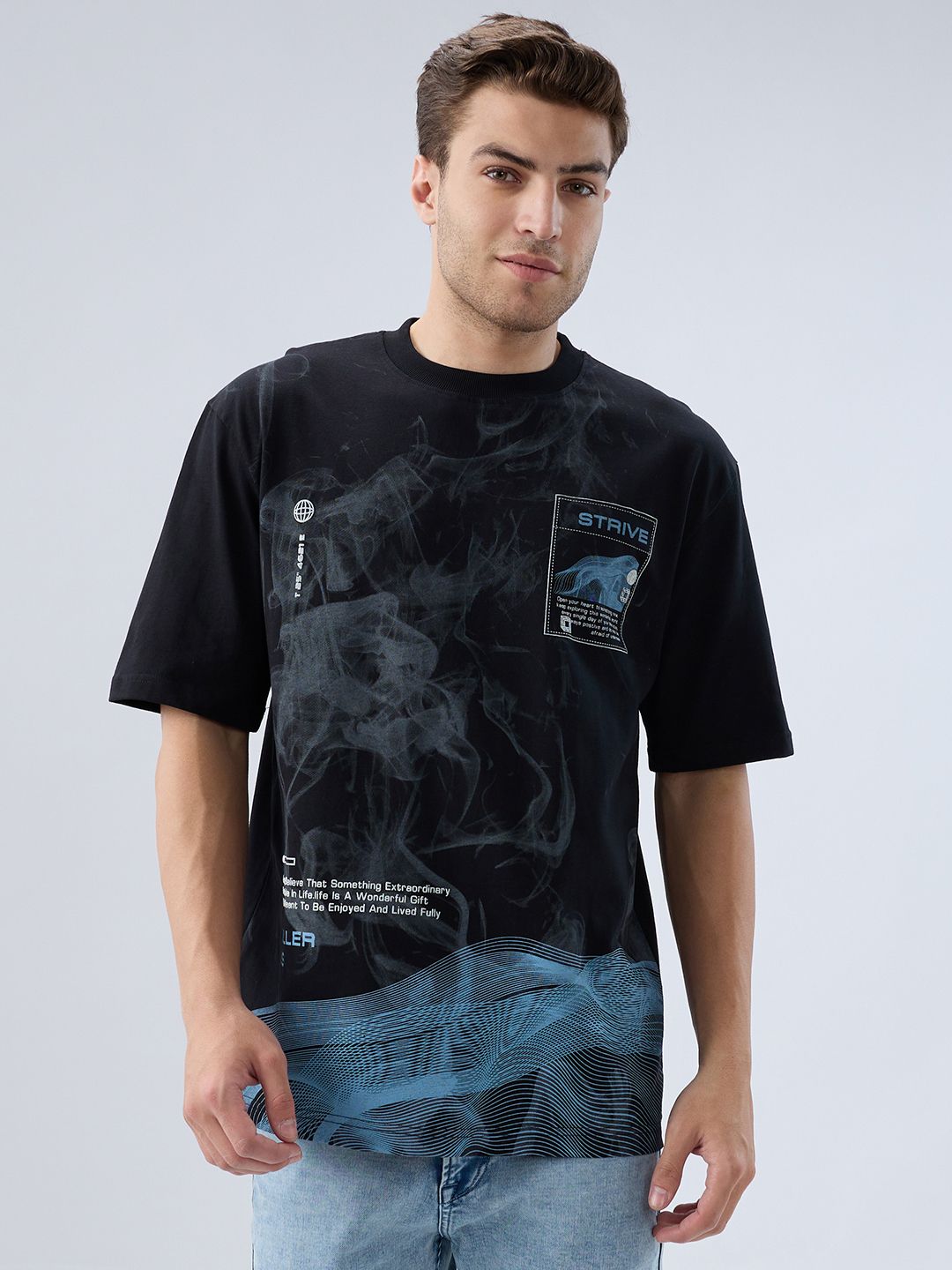 killer Men Printed Round Neck Pure Cotton Black T-Shirt-picture-21