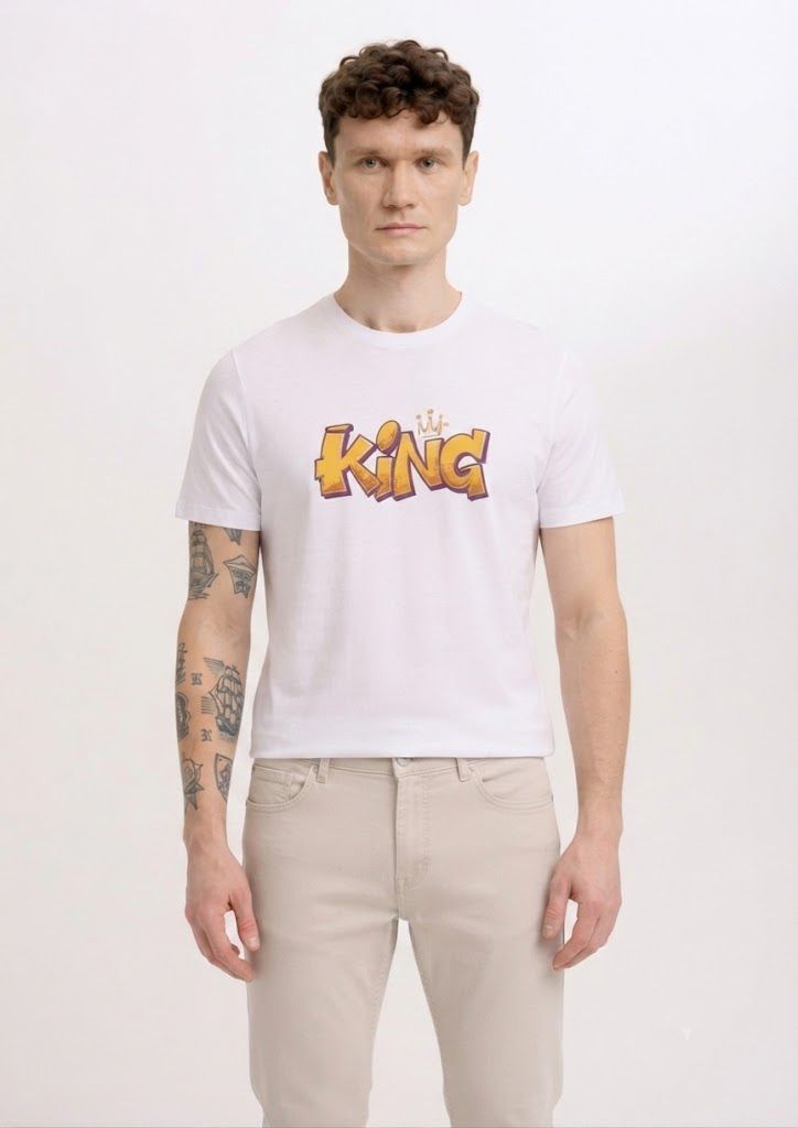 Men Solid Round Neck Cotton Blend White T-Shirt-image-4