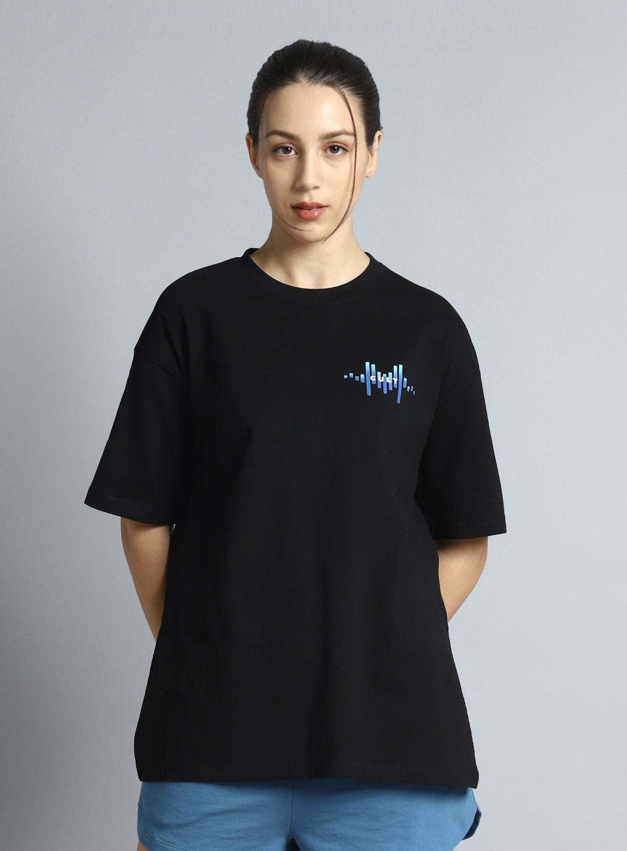 cult Women Printed Round Neck Pure Cotton Black T-Shirt-picture-11