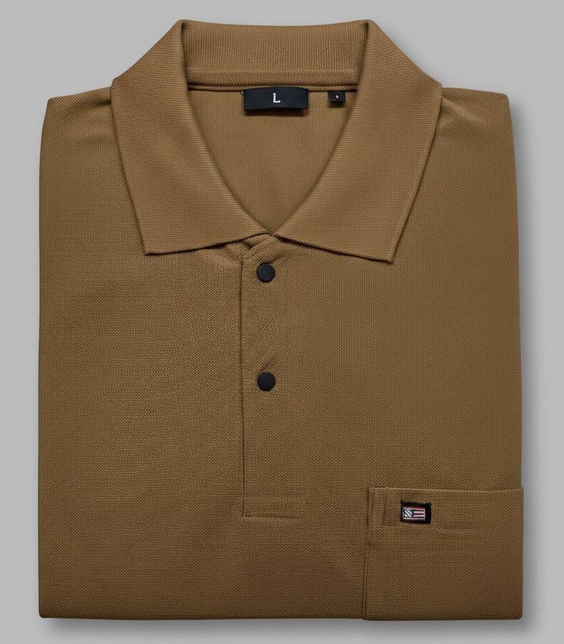 pam Men Solid Polo Neck Cotton Blend Brown T-Shirt-picture-21