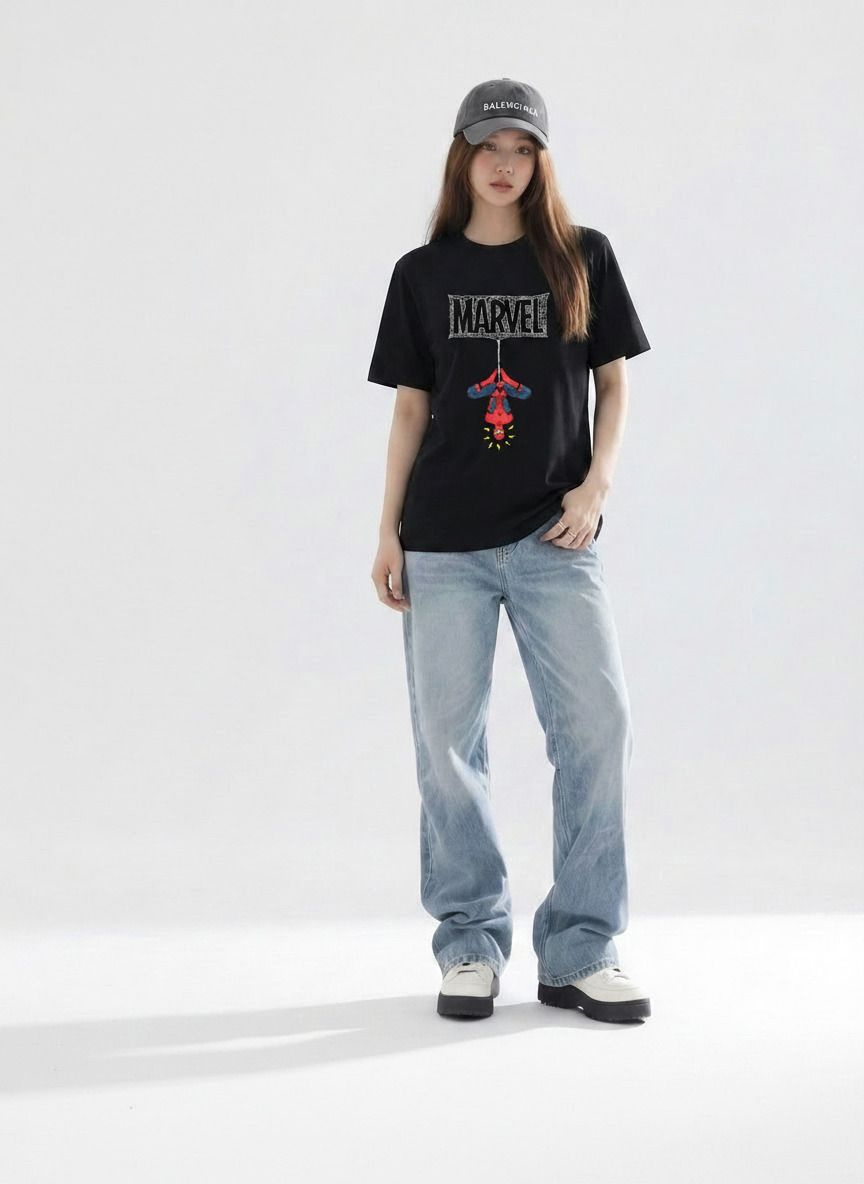 Women Graphic Print Round Neck Pure Cotton Black T-Shirt-image-27