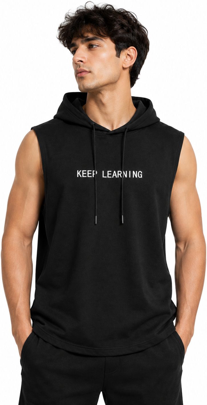 Men Printed Hooded Neck Polycotton Black T-Shirt-image-44