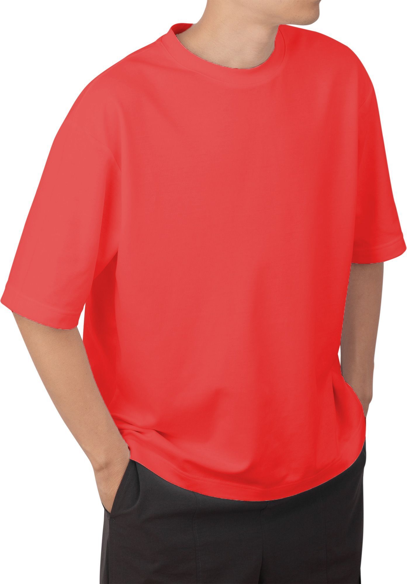 lcyflame Women Solid Round Neck Polycotton Red T-Shirt-picture-18