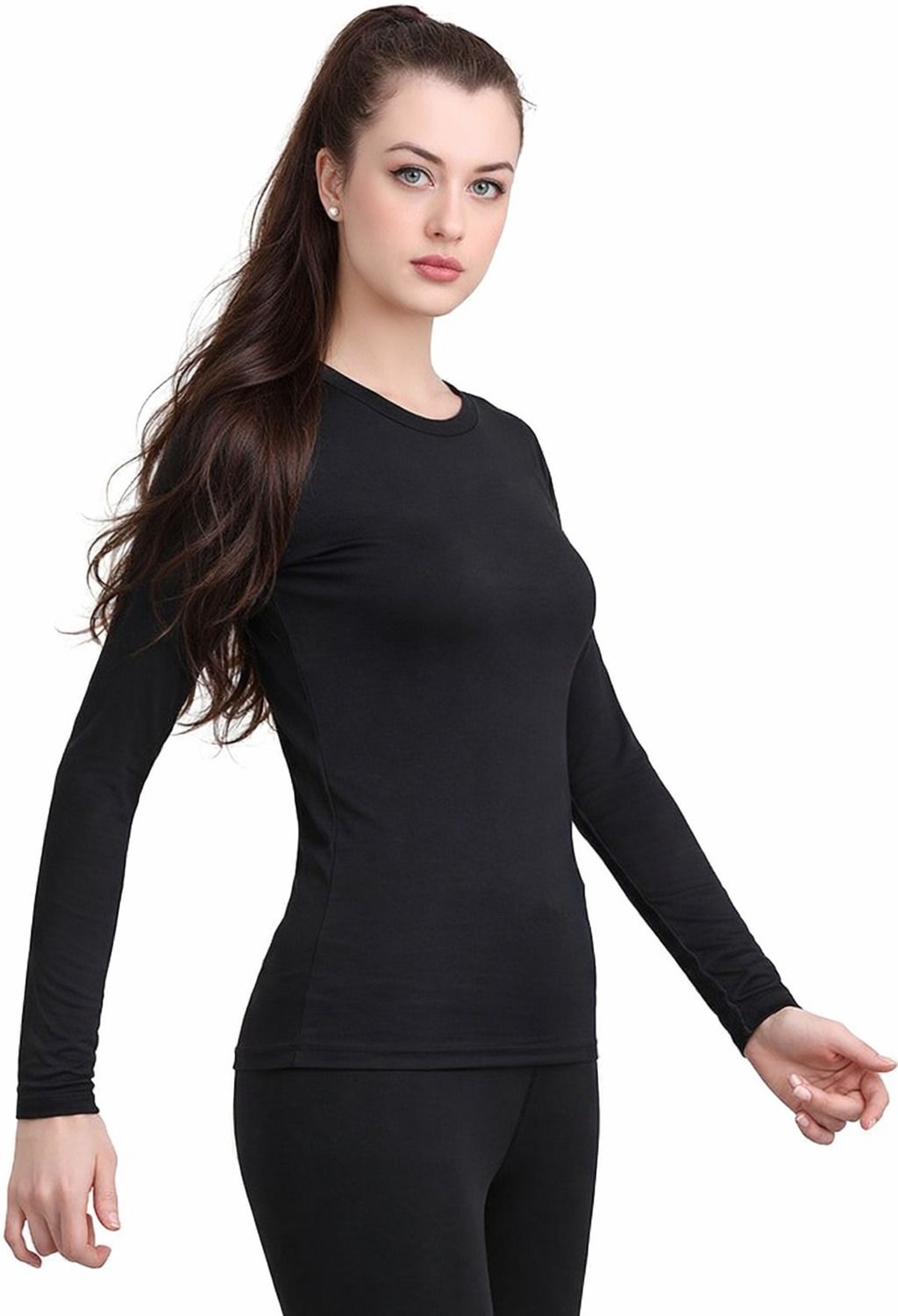 never quit Women Solid Round Neck Polyester Black T-Shirt-picture-13