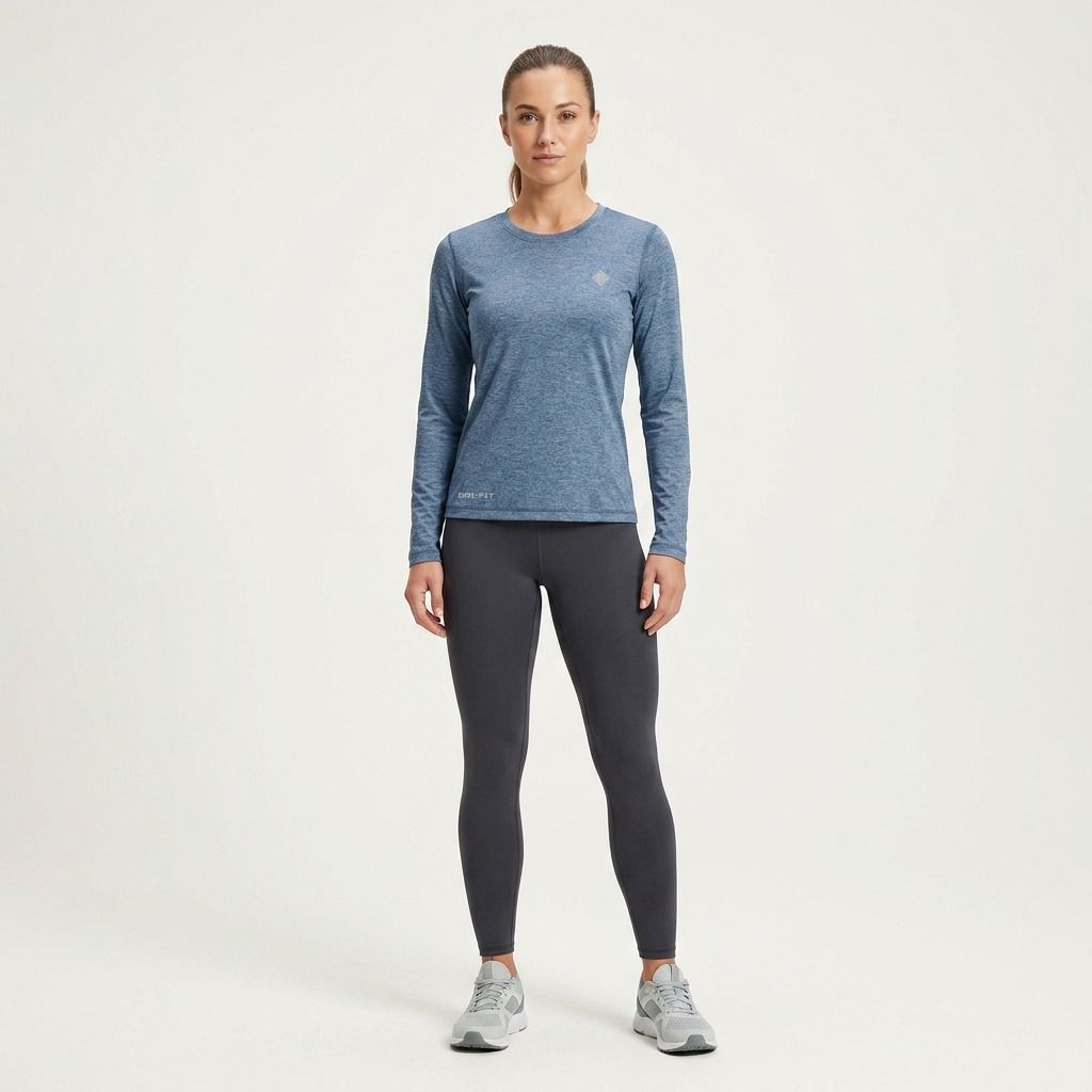 nu9 Women Solid Round Neck Polyester Blue T-Shirt-picture-1